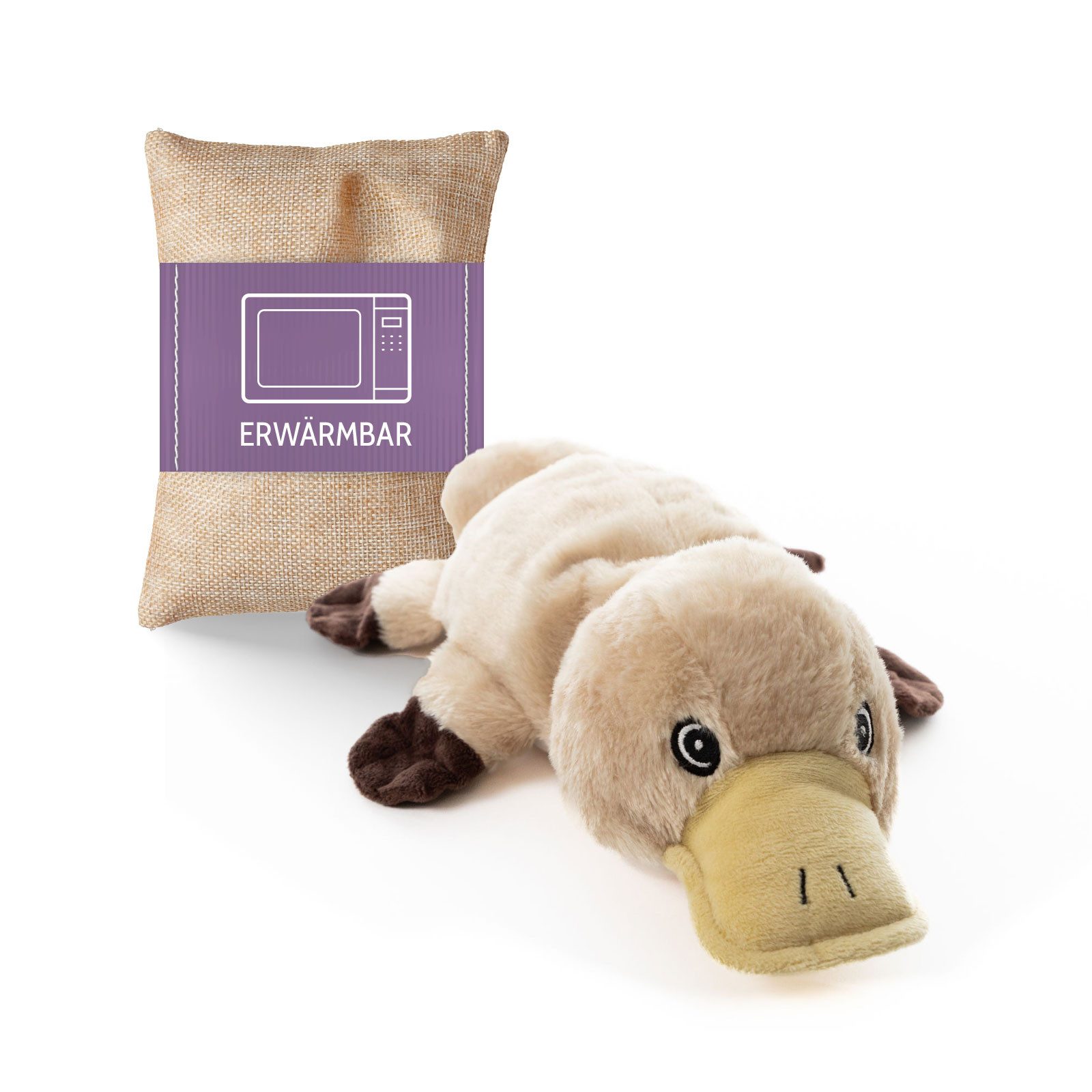Habibi Plush Wärmekissen Habibi Premium Wärmetier Stofftier 1964 Schnabeltier hellbraun