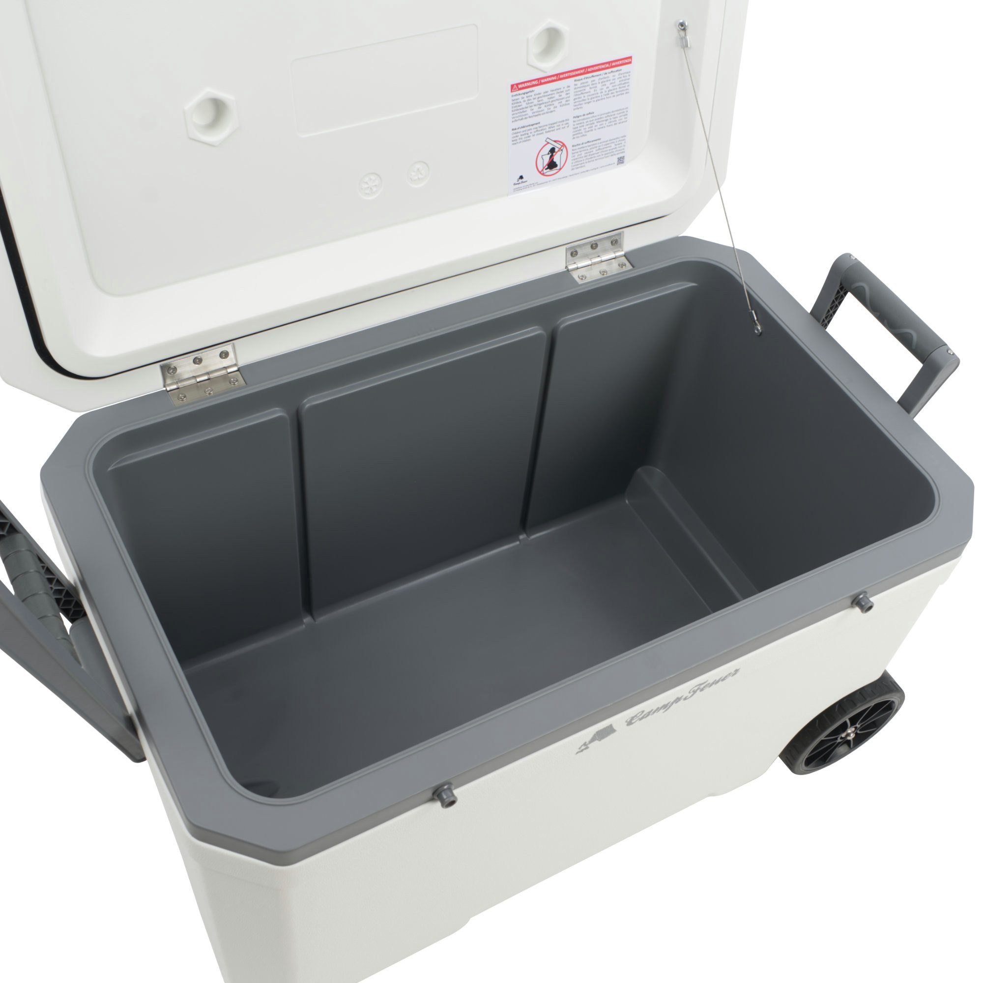 CampFeuer Kühlbox Kühlbox weiß 70 Liter mit Rädern, Rollkühlbox, isolierte Box, rollbar – Bild 5 von 5