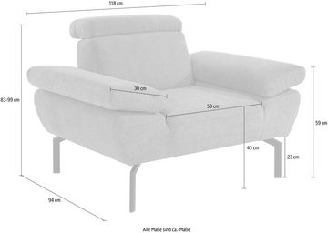 Places of Style Sessel Trapino Luxus, wahlweise mit Rückenverstellung, Luxus-Microfaser in Lederoptik