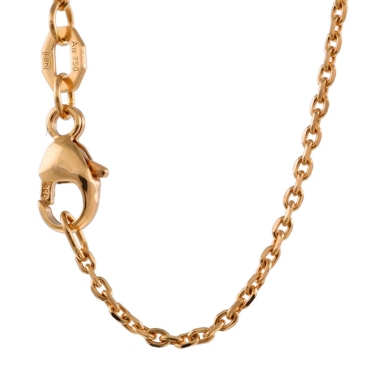Herren Schmuck HOPLO Goldkette 1,3 mm 50 cm 750 - 18 Karat Gold Halskette Ankerkette diamantiert massiv Gold hochwertige Goldket