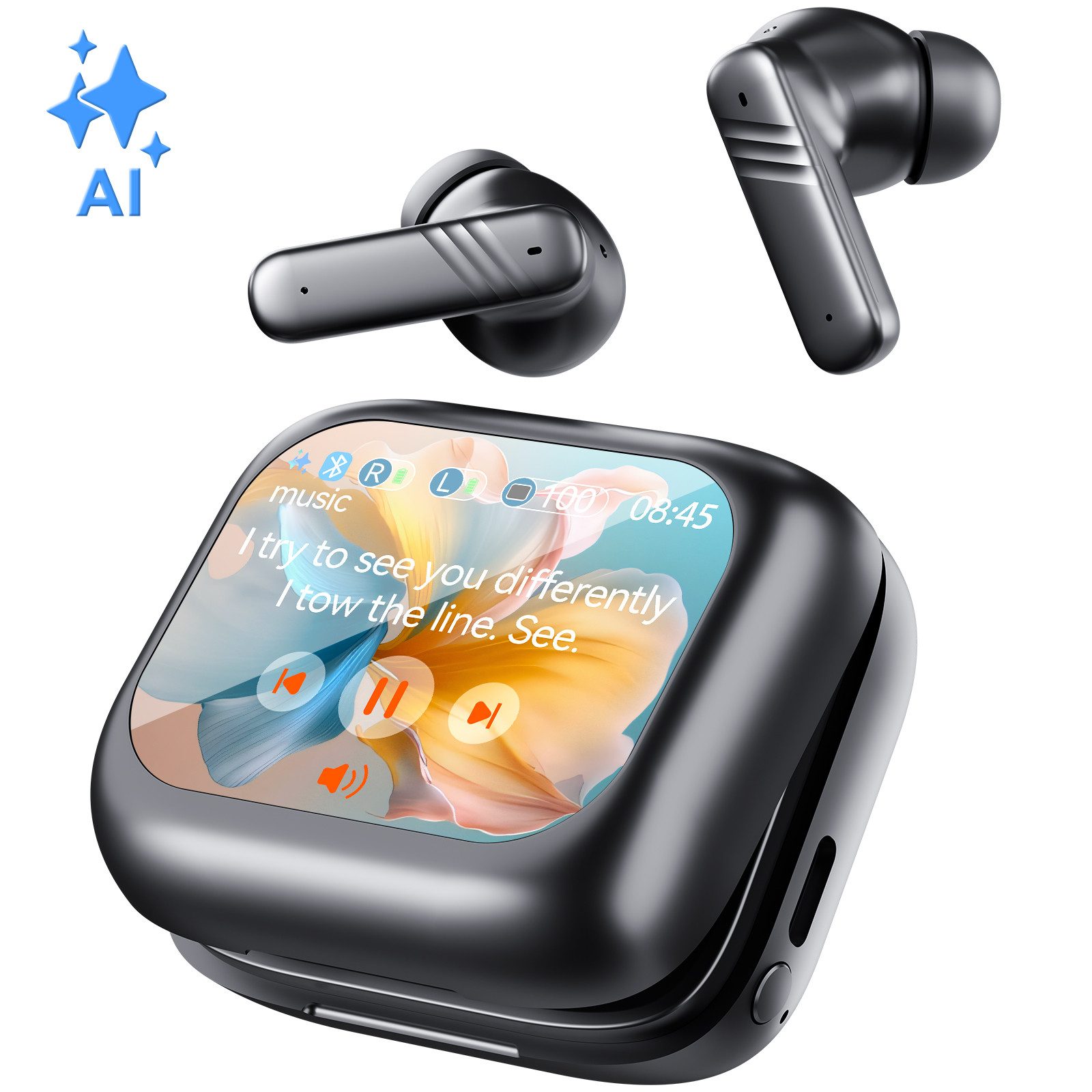 Rayofi Bluetooth Kopfhörer mit Touchscreen, Bluetooth 5.4, mit ANC/ENC In-Ear-Kopfhörer (Verlängerte Akkulaufzeit, Kabellose Kopfhörer mit Mikrofon zur Geräuschunterdrückung und 7 Equalizern, Wireless Headphones mit 3 Szenemodi, intelligente Synchronisierung)