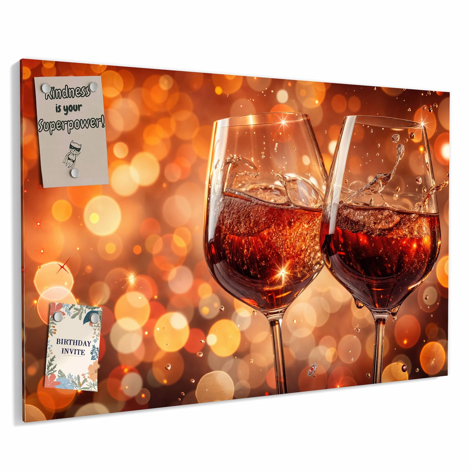 Primedeco Memoboard Metall Weingläser Festlich – beschreibbar & magnetisch, (Inklusive Stift, Magnete und Montagematerial, 1-tlg., 9 verschiedene Größen), Magnetisch und Beschreibbar