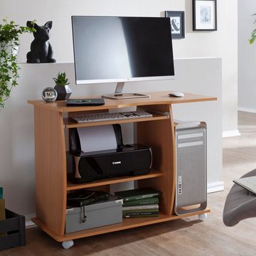 Wohnling Schreibtisch WL1.331 (Buche 90x71x50 cm mit Tastaturauszug Modern), Bürotisch Home Office, PC-Tisch mit Stauraum