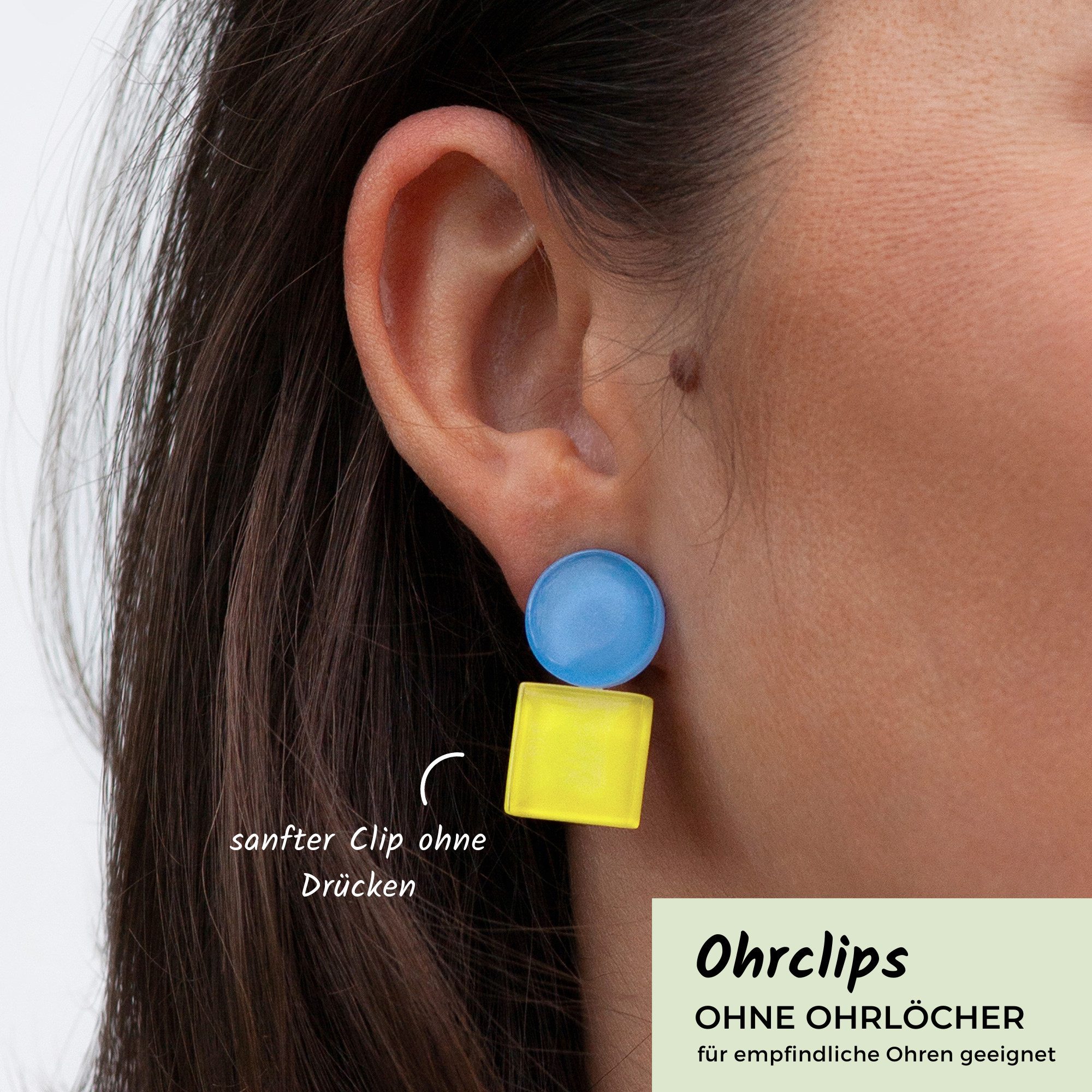 ALEXASCHA Paar Ohrclips Geometrische Clip Ohrringe im Bauhaus Design • Statement Ohrclips