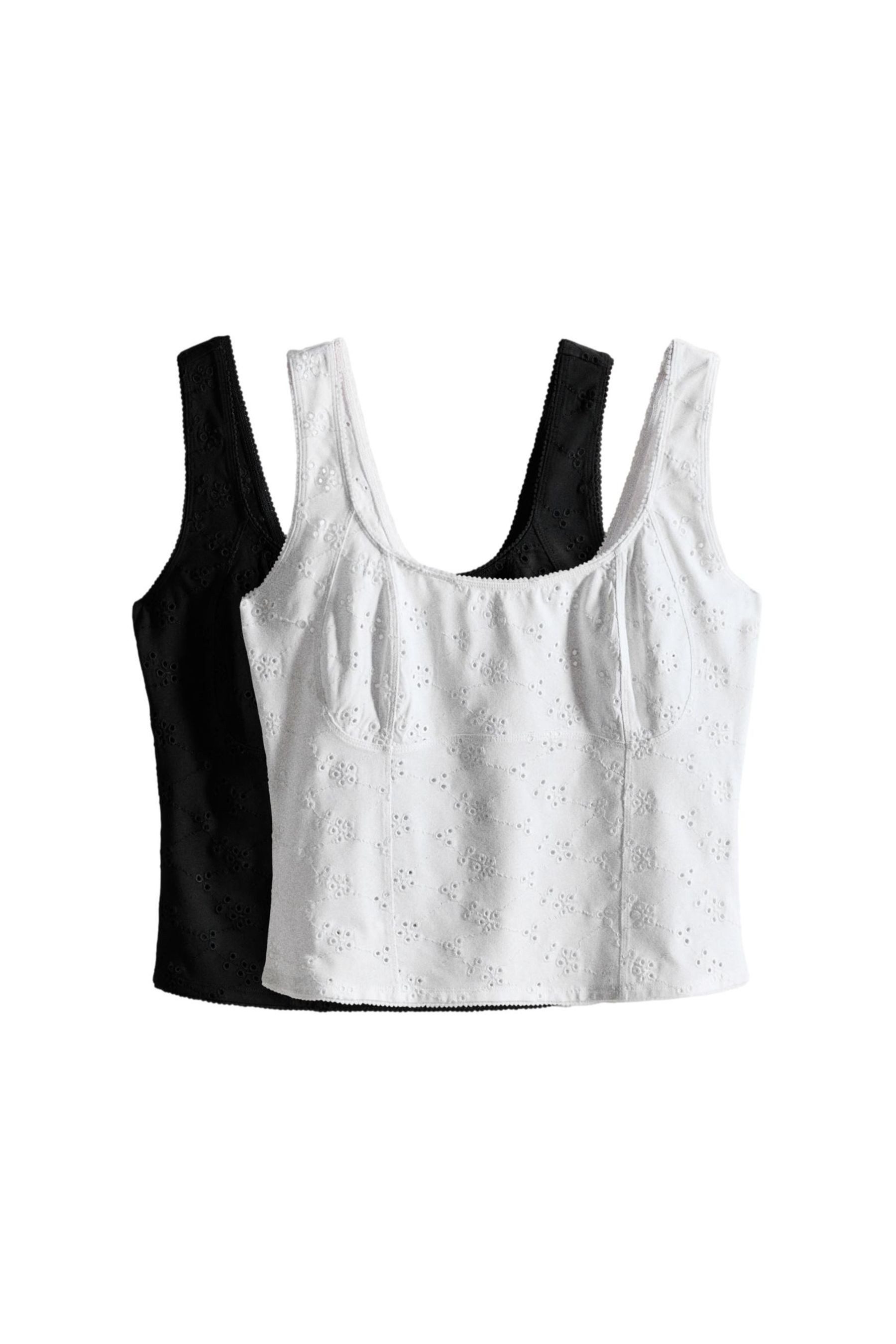 The Set Trägertop The Set Jersey-Trägertops, Lochstickerei, 2er-Pack (2-tlg)