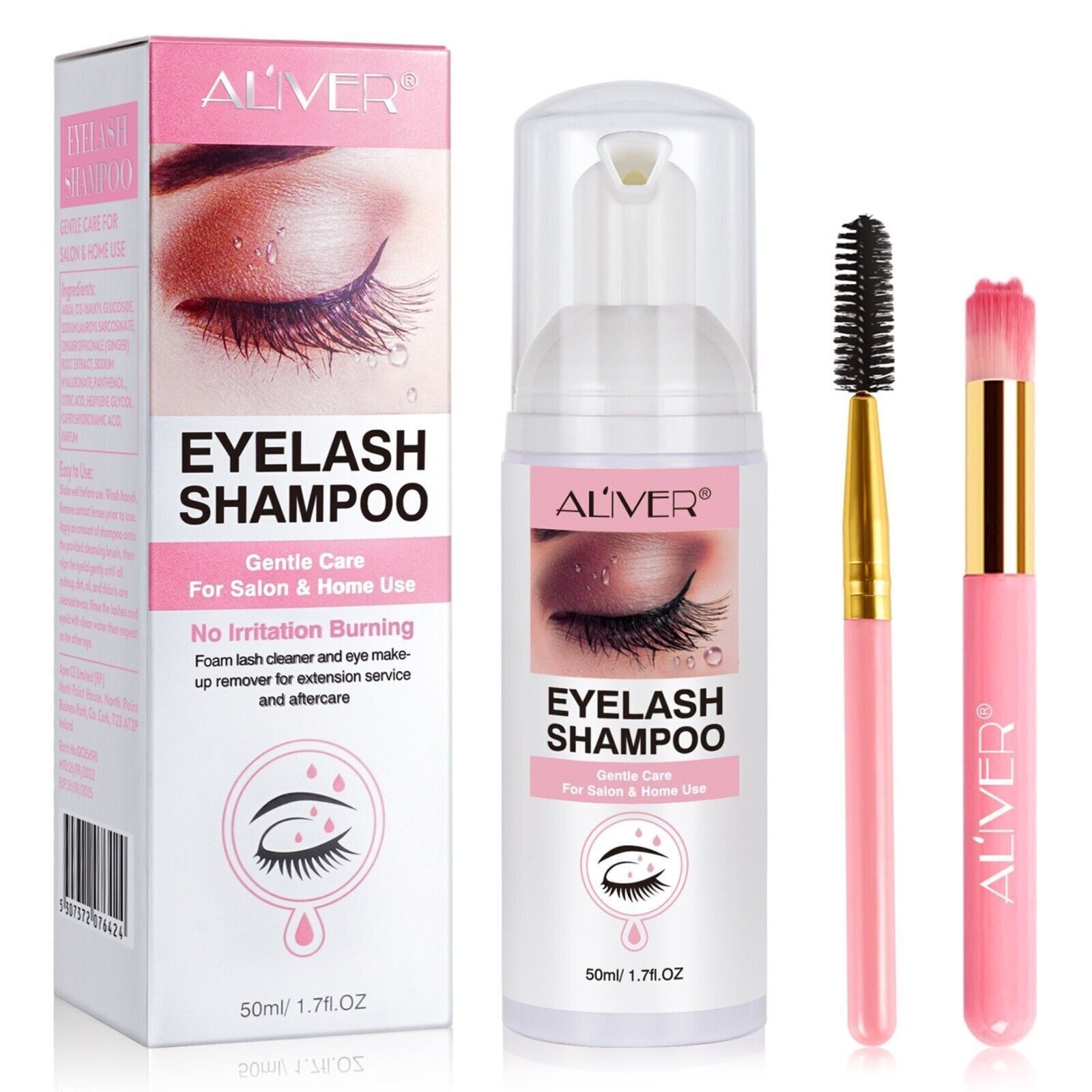 ALIVER Wimpernpflege-Set Wimpernshampoo Schaumreiniger Cleanser Wimpernverlängerung, 1-tlg., Wimpernshampoo