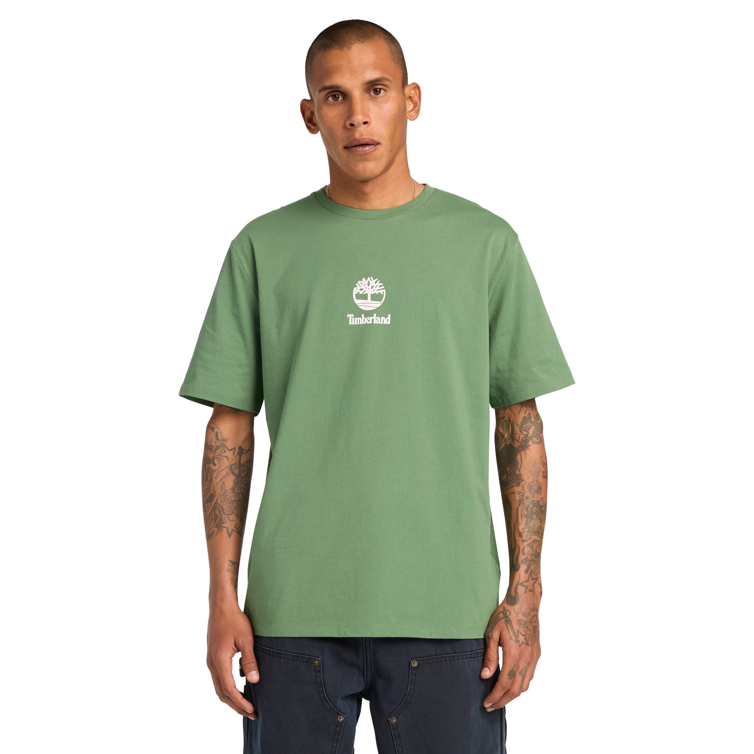 Timberland T-Shirt Print Stack Logo Short Sleeve Tee sportlicher Schnitt, Kurzarm, für Sportmode und Casualmode