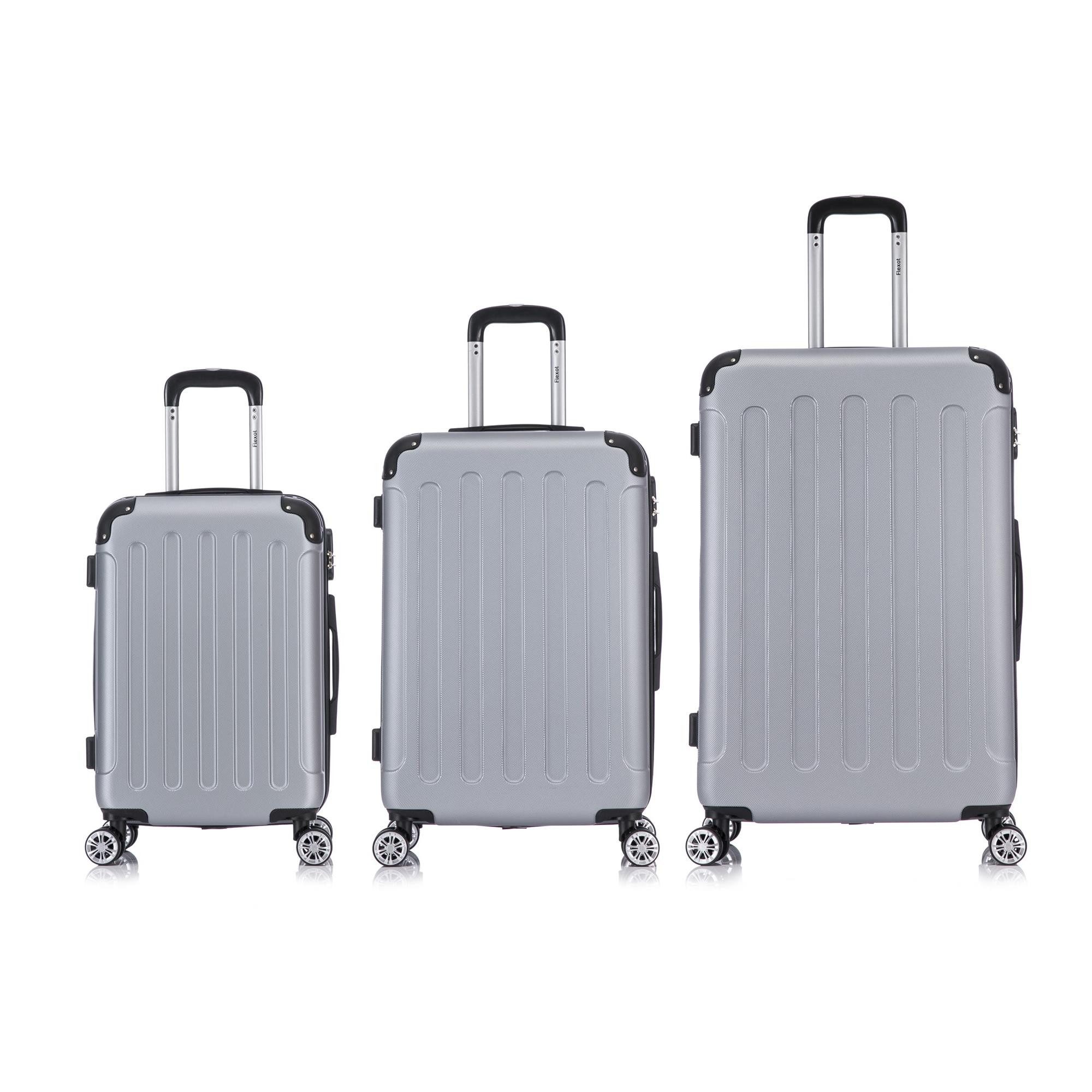 Flexot Hartschalen-Trolley F-2045 Kofferset, 360° Rollen, robuster Reisekoffer, Bordcase, 4 Rollen, Robuster und moderner Koffer mit vier 360° Rollen und Zahlenschloss