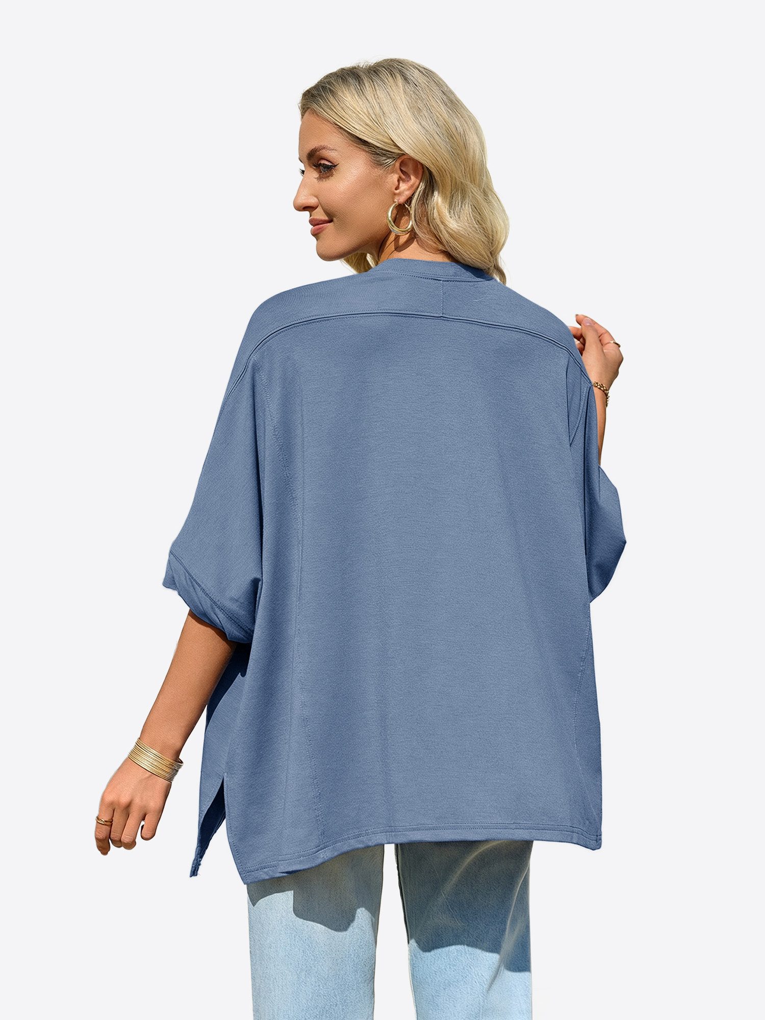 Imily Bela T-Shirt Damen Oversized Top mit Fledermausärmeln (Packung, 1-tlg., 1per-Pack) einfarbig