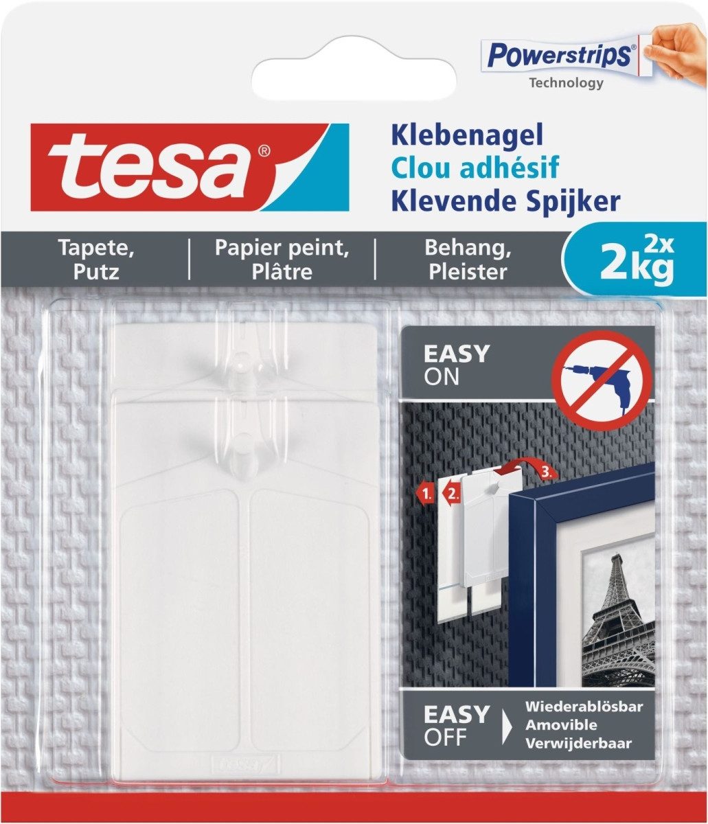 tesa Klebeband Klebenagel für Tapeten und Putz (2kg) VE=2 Stück weiß