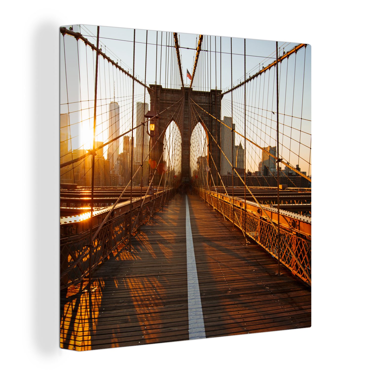 OneMillionCanvasses® Leinwandbild Brooklyn Bridge in New York bei Sonnenunt günstig online kaufen