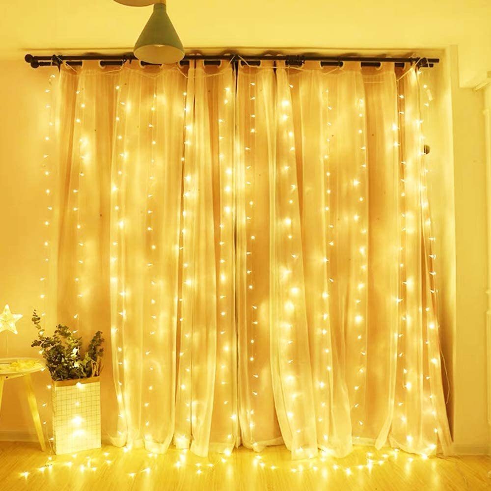 Elegear LED-Lichtervorhang 4M Eisregen Lichtervorhang Außen/Ihnen, günstig online kaufen
