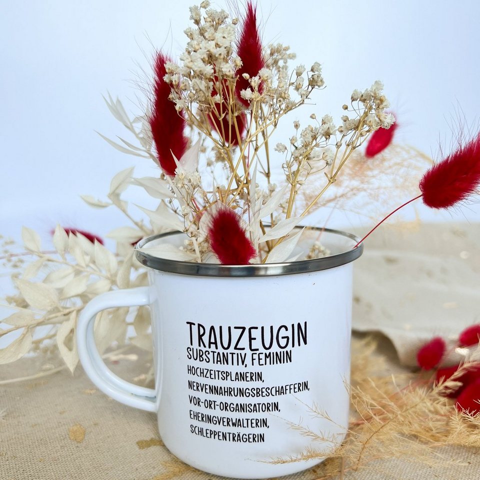 shopandmarry Becher Emaille Becher Trauzeugin, Schöne Geschenkidee