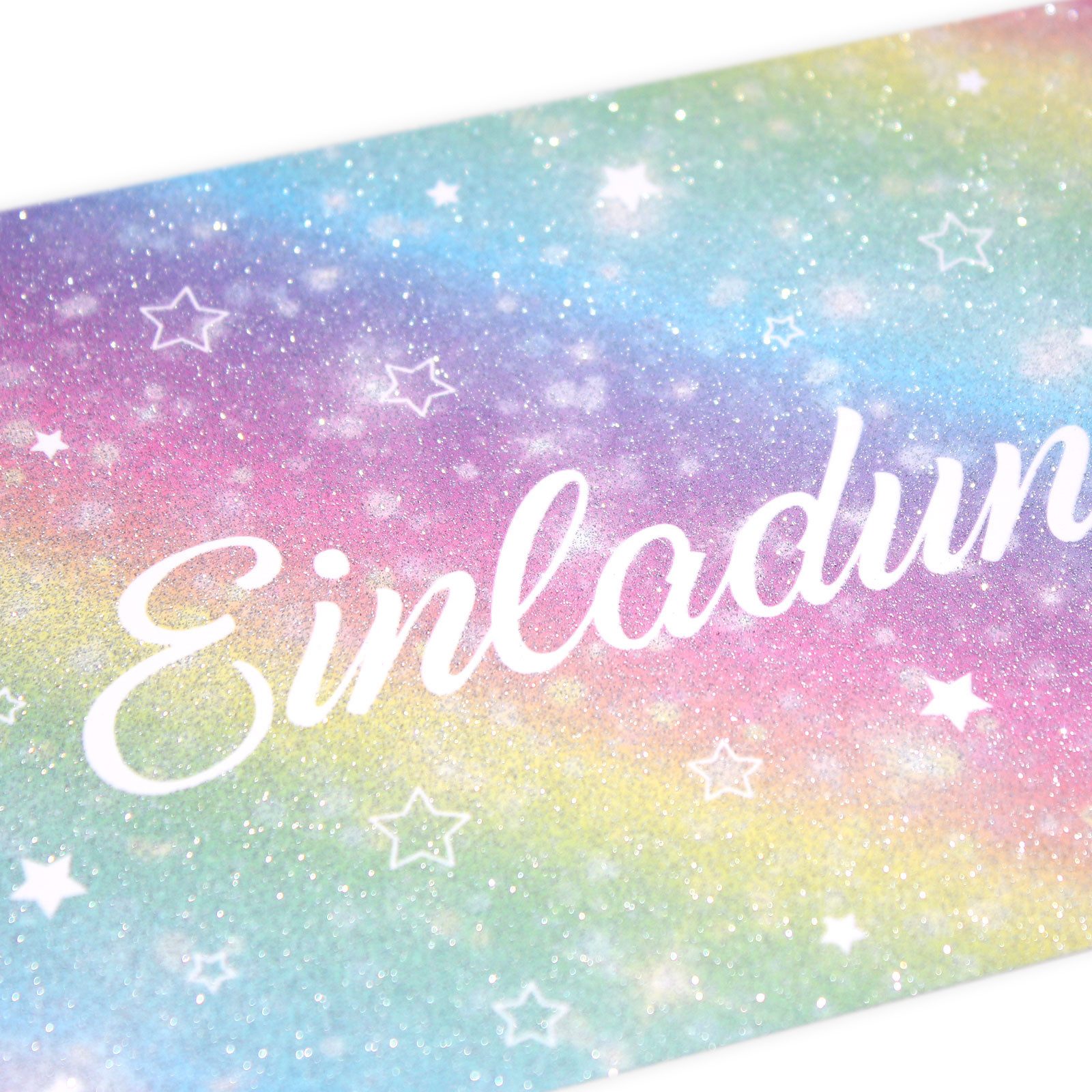 nikima Einladungskarten 10 Einladungskarten mit Glitzer Regenbogen für Kindergeburtstag – Bild 4 von 5