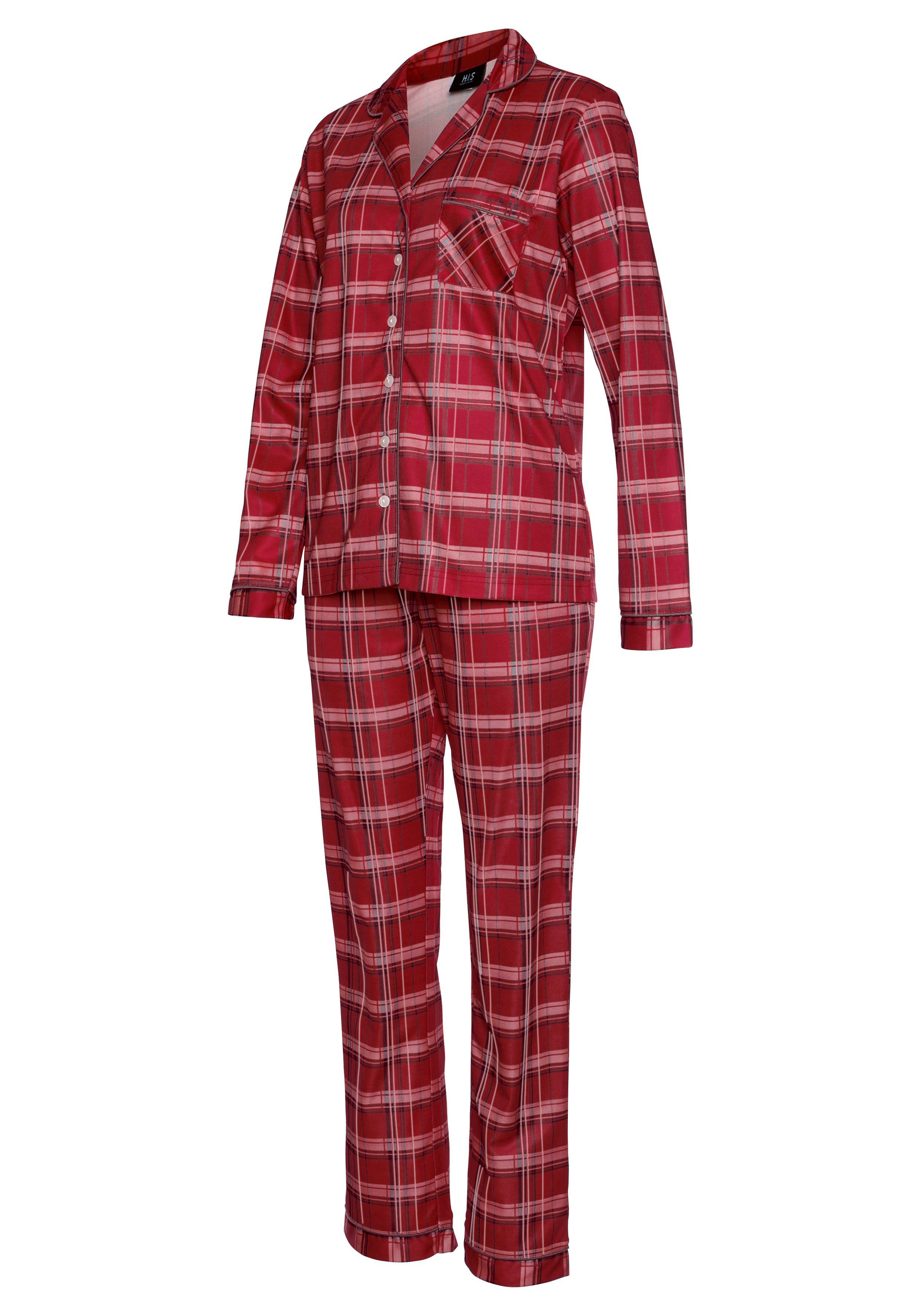 H.I.S Pyjama (Set, 2 tlg) aus Flanell mit Allover-Karomuster