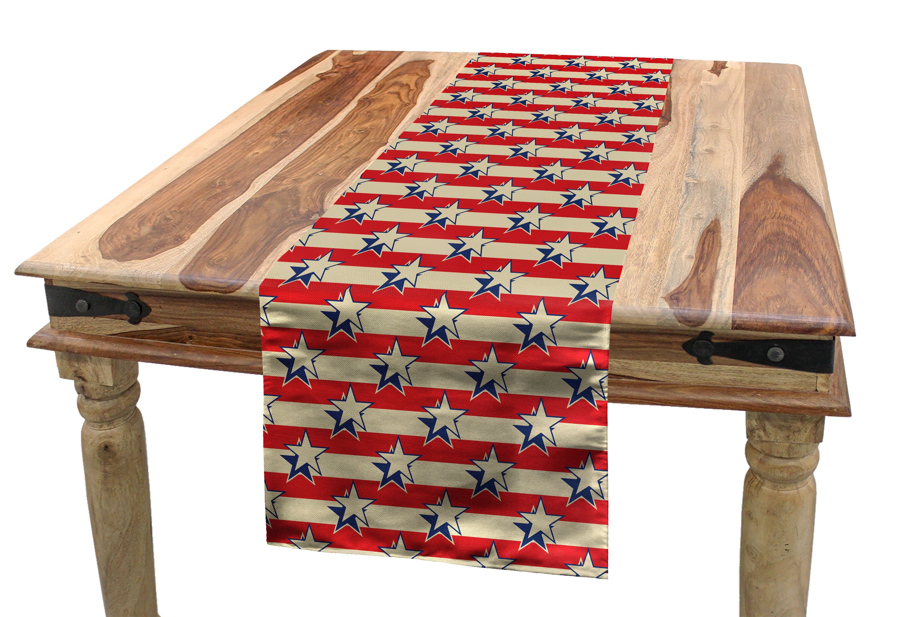 Abakuhaus Tischläufer Esszimmer Küche Rechteckiger Dekorativer Tischläufer, Vereinigte Staaten von Amerika Retro Independence Poster