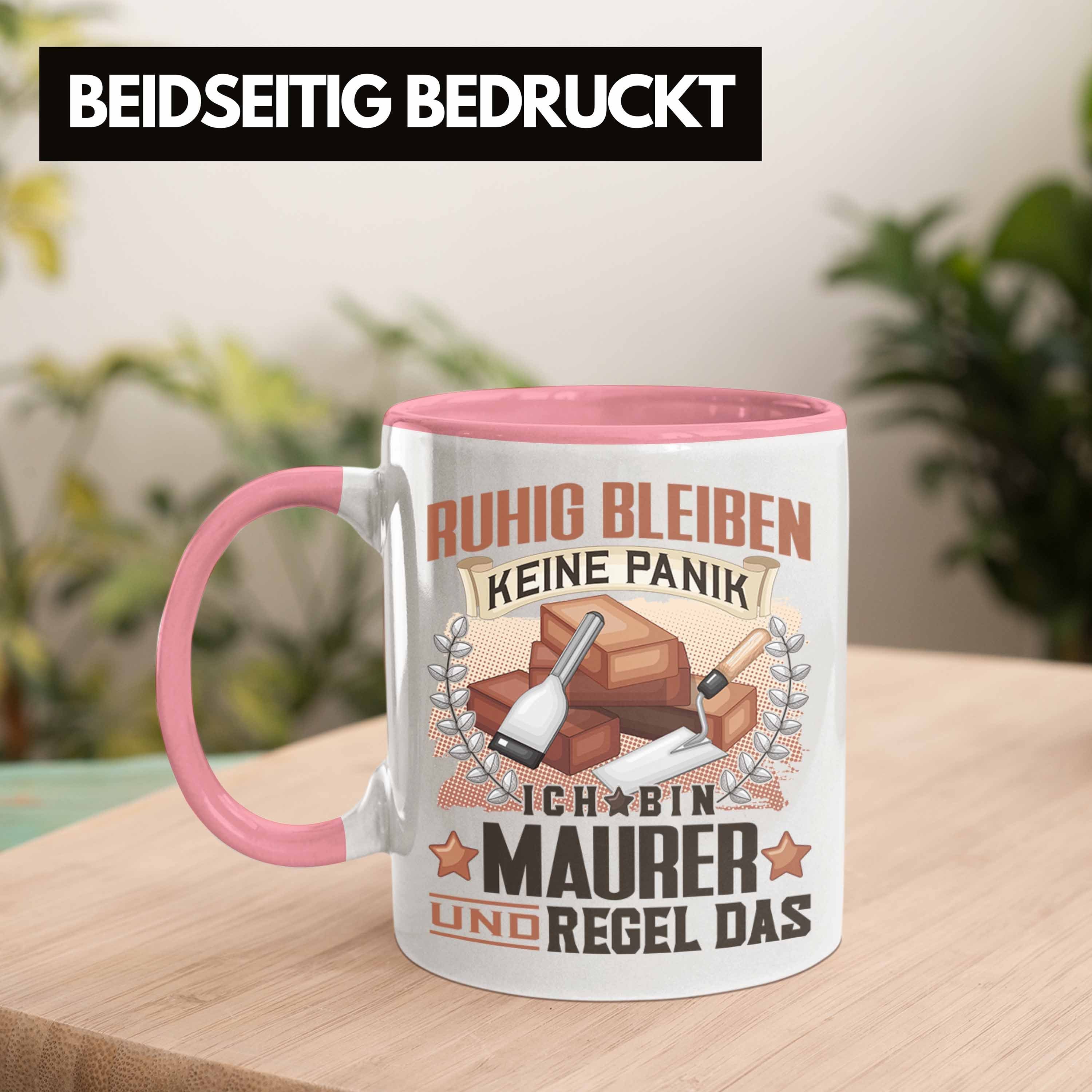 Rosa Geschenk Bleibe Trendation Trendation Tasse - Ruhig Männer Maurer Spruch Tasse Lustiger