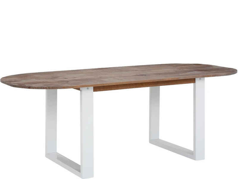 loft24 Esstisch Laslo, ovaler Tisch aus Kiefer Massivholz mit Kufengestell aus Metall