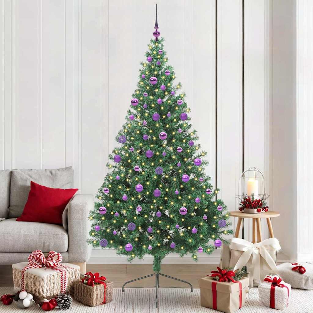 Künstlicher Weihnachtsbaum Grün 210 cm mit warmweißen LED-Lichtern