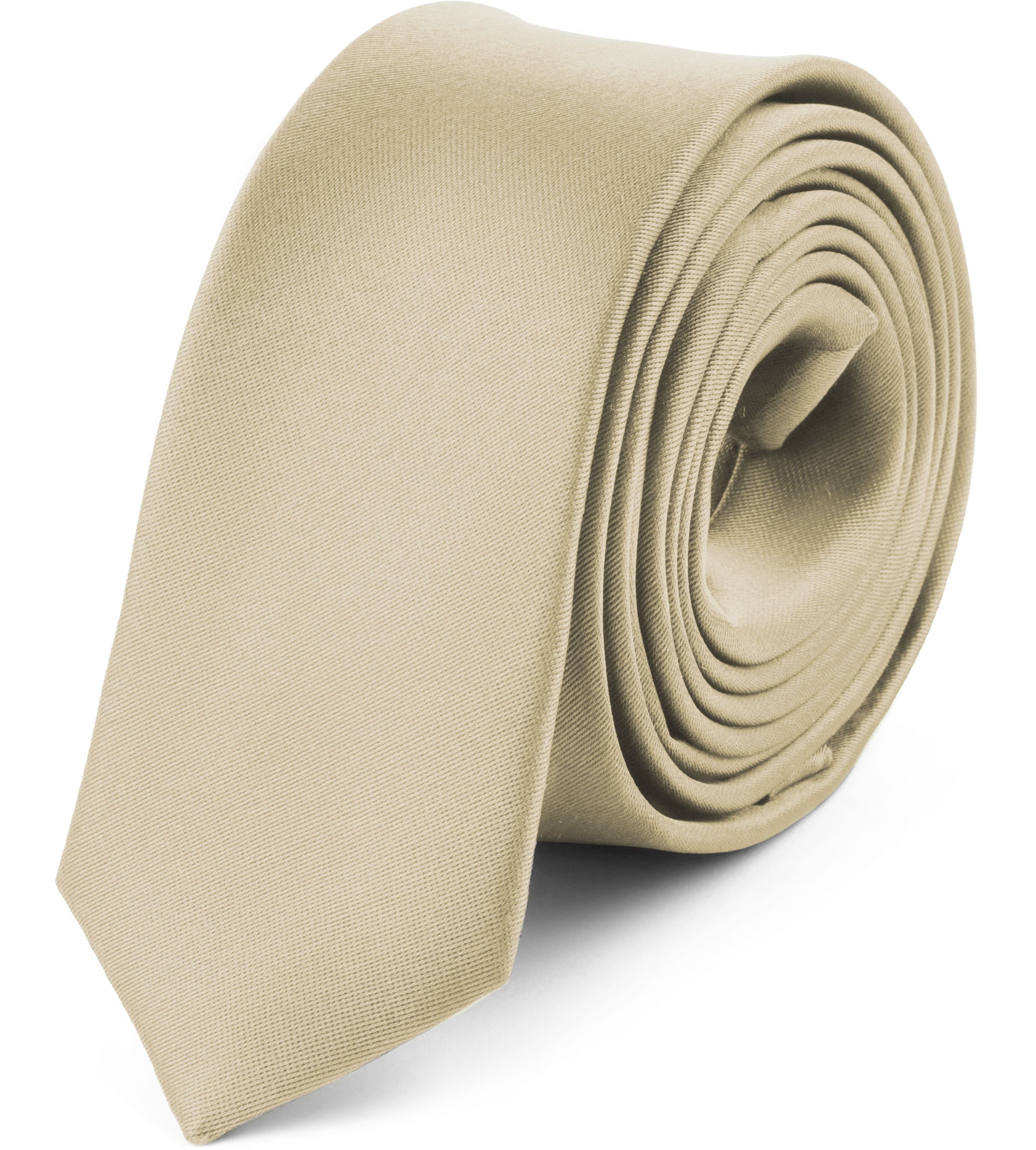 Ladeheid Krawatte Herren Schmale Krawatte SP-5 (150cm x 5cm) (Set, 1-St) Ecru