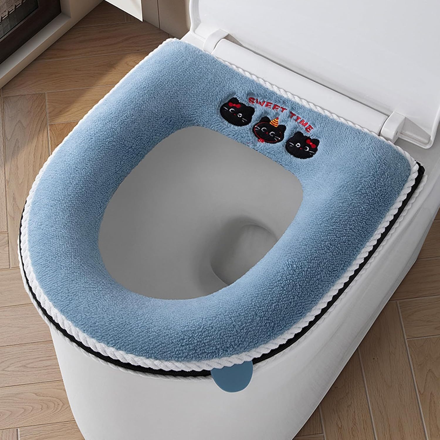 FELIXLEO WC-Deckelbezug Satiskid 2 Stück WC Sitzbezüge Universal Toilettensitzkissen Griff – Bild 4 von 5