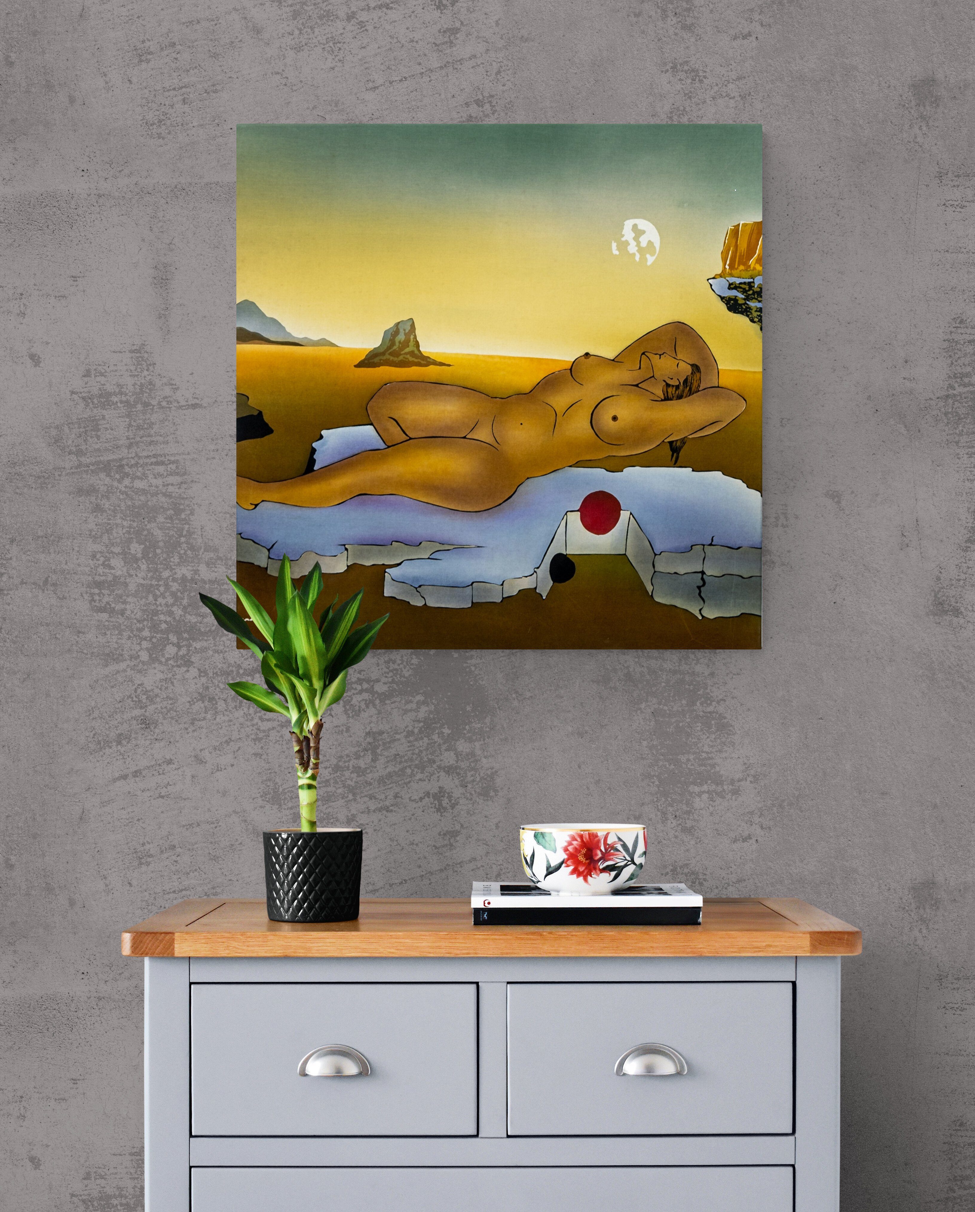 IDYL Wandbild IDYL Wandbild "Liegende Nackte Frau", Akt/Modern (1 St), Handgefertigt-von einem Balinesischem bekanntem Künstler gemalt