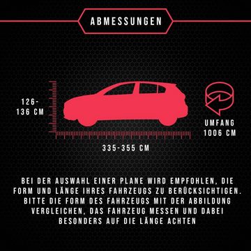 SAFERIDE Autoplane Autogarage Vollgarage Auto Schutzhülle Car Cover Autoabdeckung Atmungs (HB 335-355 cm Länge), Verschiedene Größen Wasserdicht Atmungsaktiv