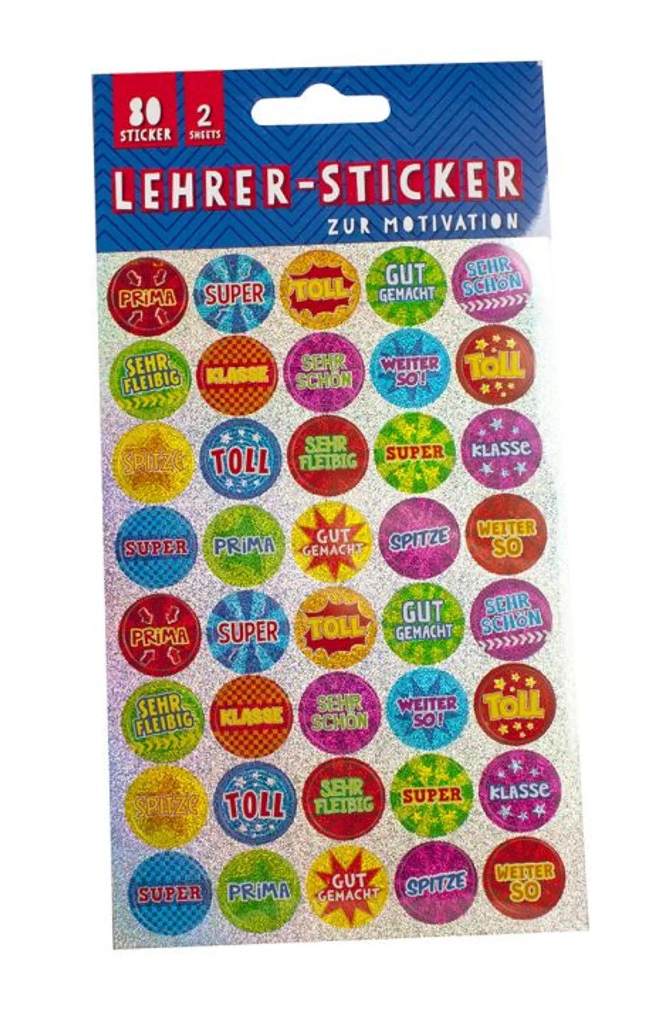 Trendhaus Aufkleber Lehrer Sticker Cool Style 80 Stück Glitzer mit vielen tollen Motivatio