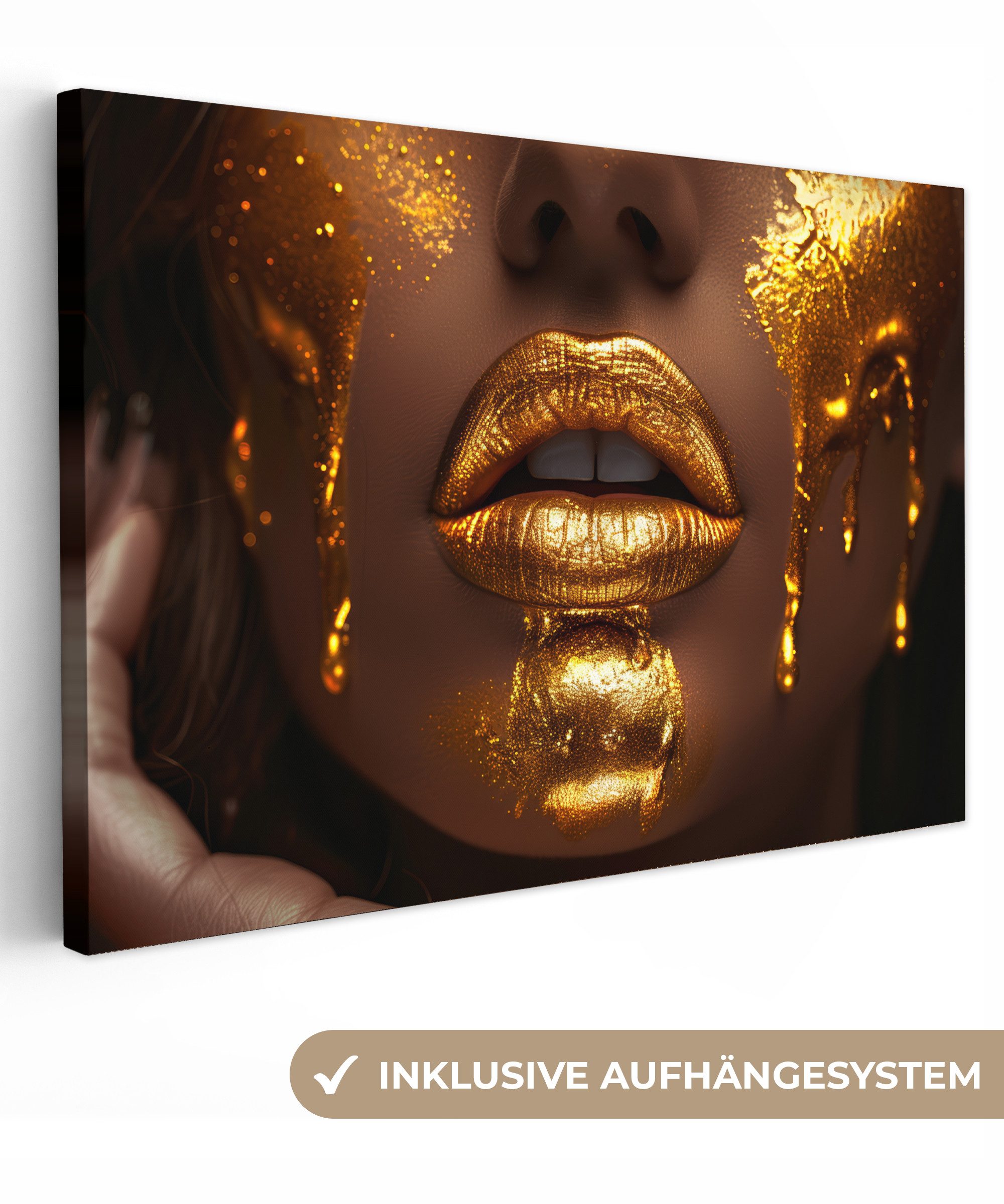 OneMillionCanvasses® Leinwandbild Frau - Gold - günstig online kaufen