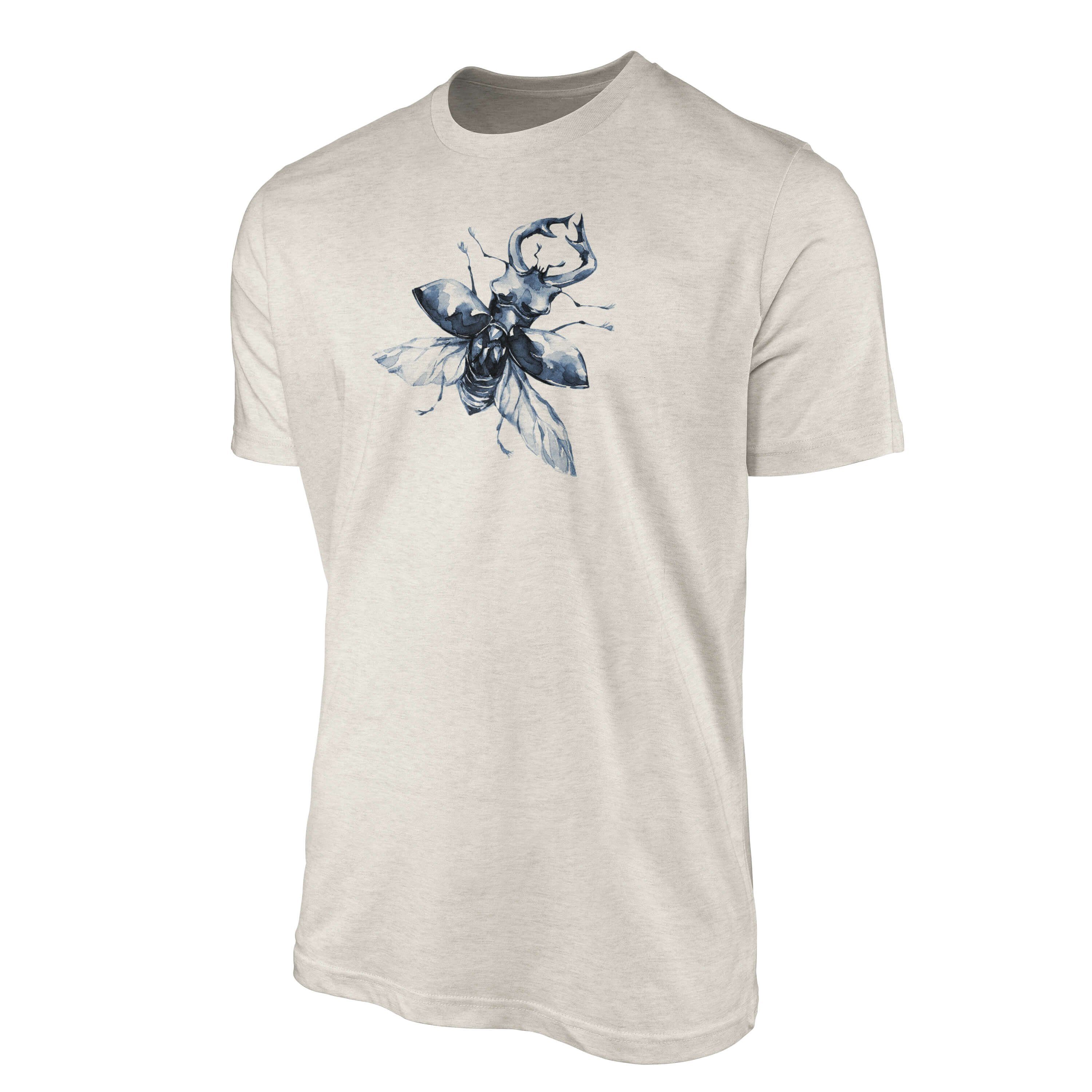 Sinus Art T-Shirt Shirt T-Shirt Organic 100% Herren Motiv Ökomode Nachhaltig Aquarell Hirschkäfer Farbe Bio-Baumwolle (1-tlg)