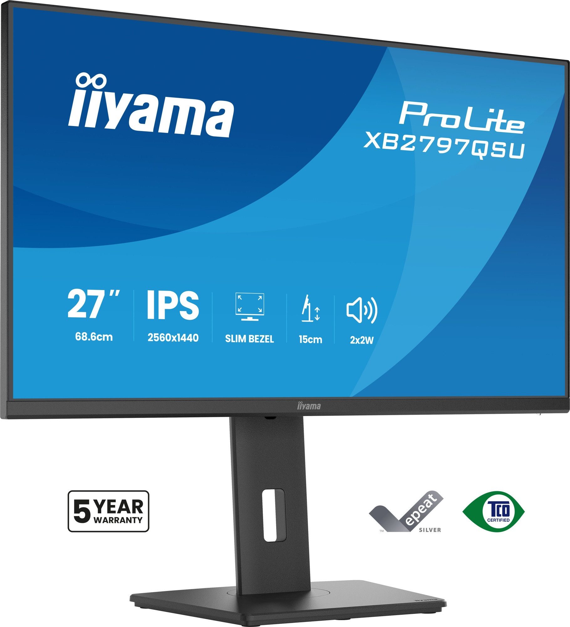 Iiyama XB2797QSU-B1 TFT-Monitor (68,6 cm/27 ", 2560 x 1440 px, QHD, 1 ms Reaktionszeit, 75 Hz, LED)