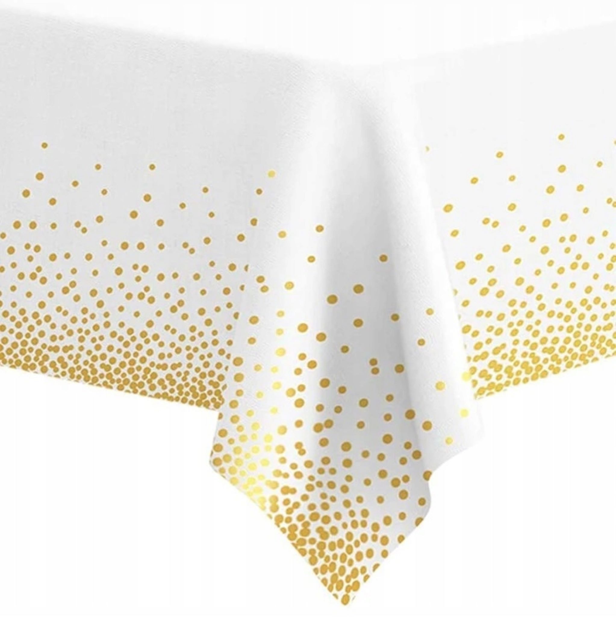 Festivalartikel Tischdecke Einweg-Tischdecke WEISS mit GOLDENEN günstig online kaufen