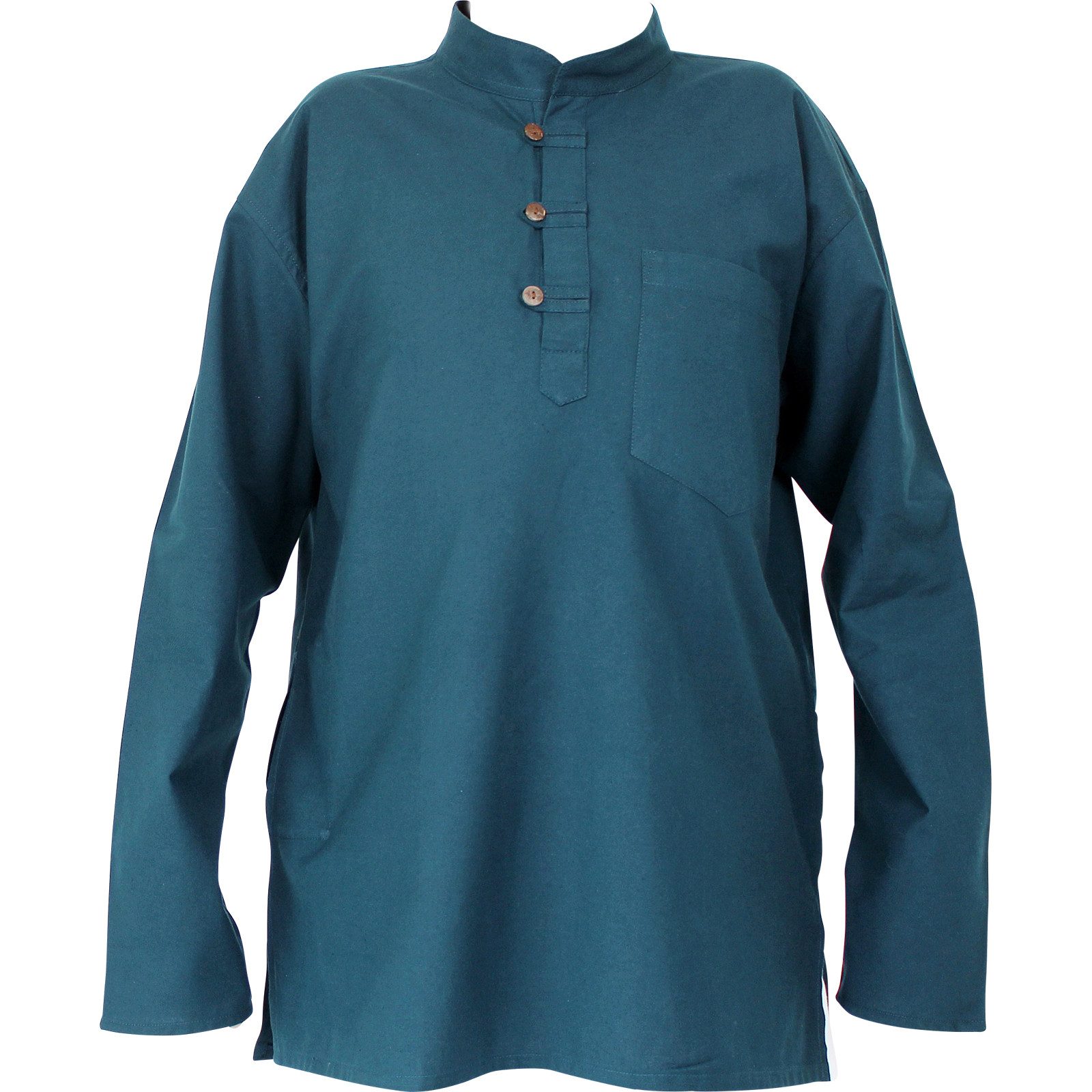 BUDDHA arts&more Langarmhemd Traditionelles Nepalhemd Kurta Fishermanhemd Langarm