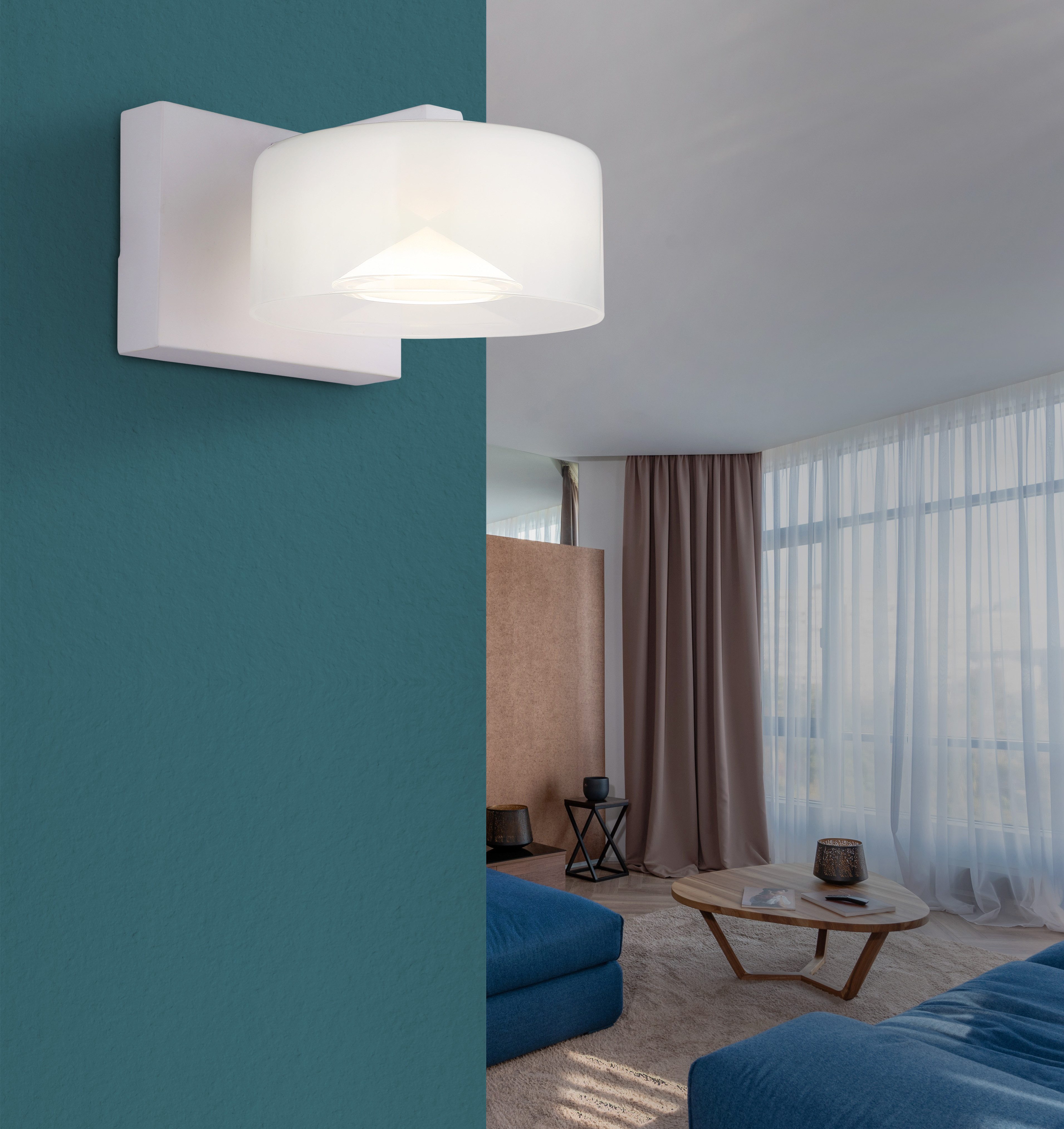GLOBO LIGHTING LED Wandleuchte BELINDA, LED fest integriert, Tageslichtweiß, Wandlampe/Glas opal/4000K/Flur/weiß