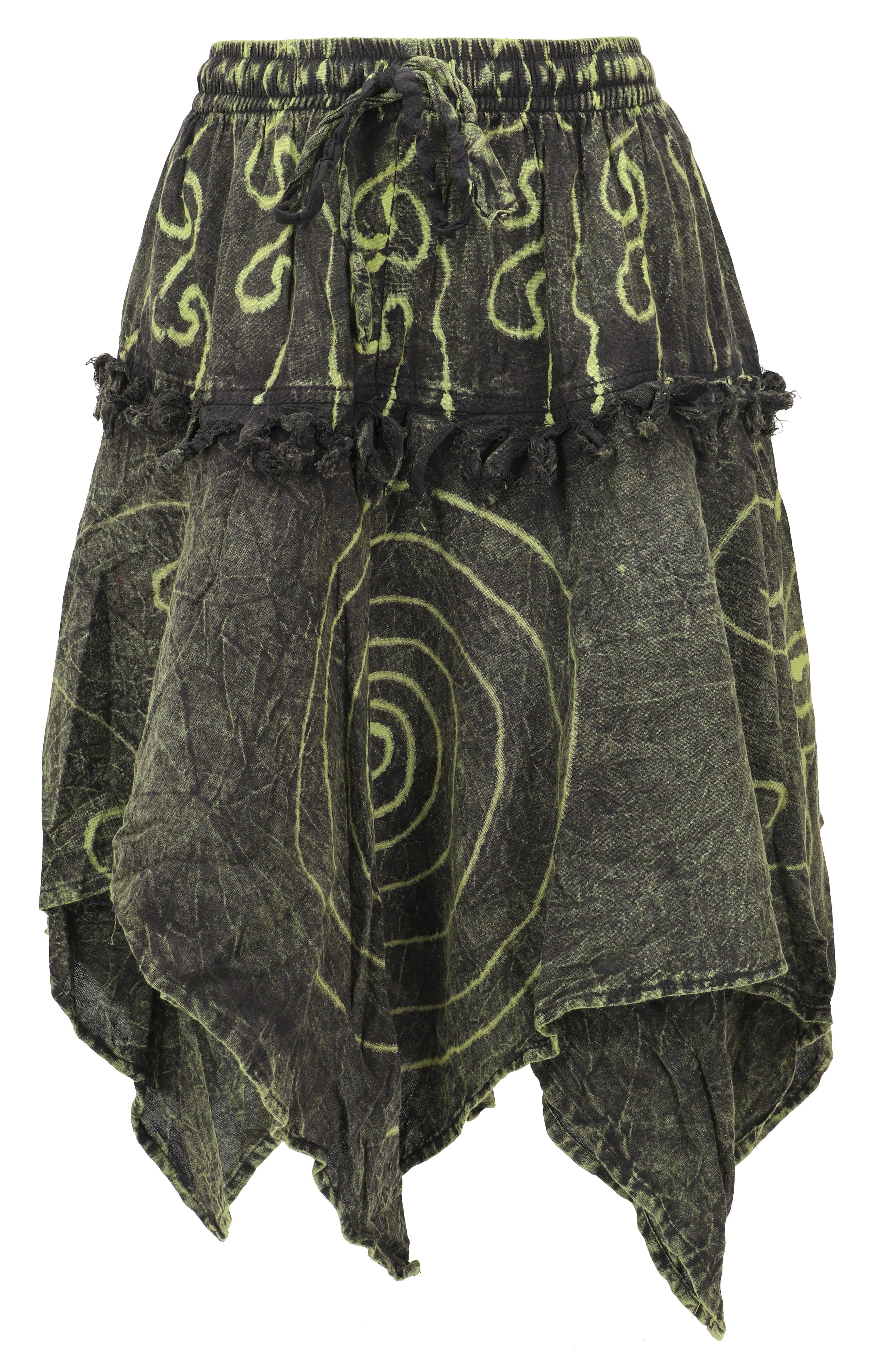 Guru-Shop Minirock Knielanger Boho Zipfelrock, Pixirock - grün alternative günstig online kaufen