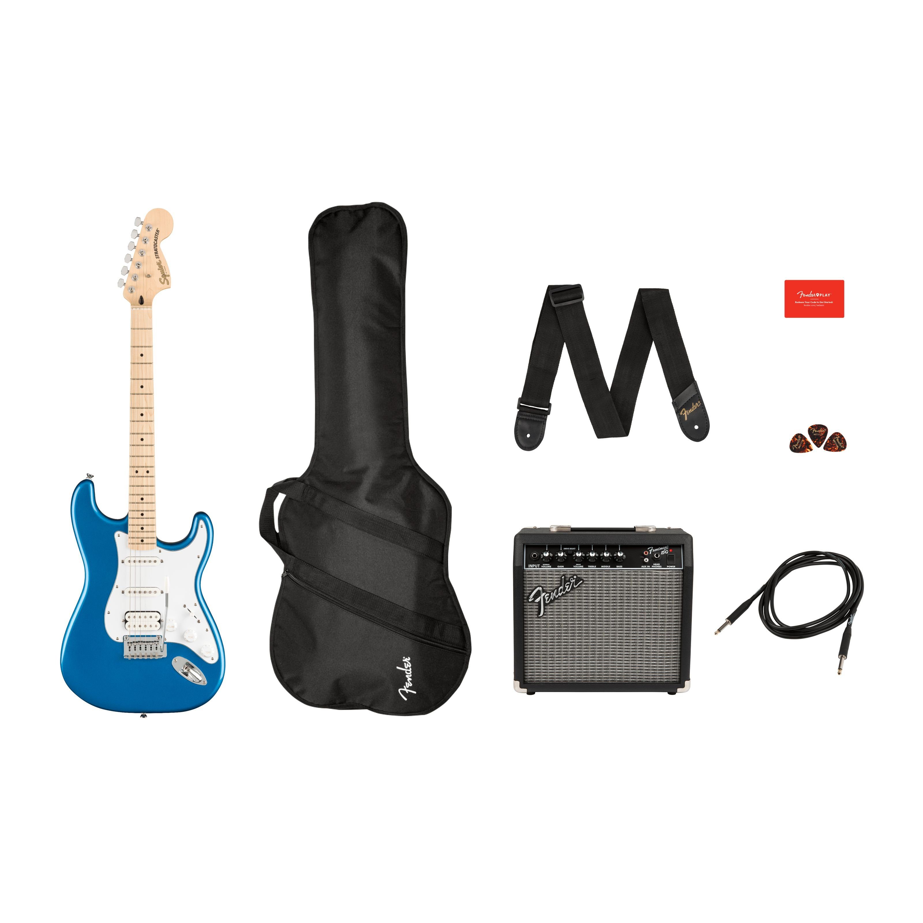 Squier E-Gitarre, Affinity Series Stratocaster HSS Pack MN Lake Placid Blue - E-Gitarr