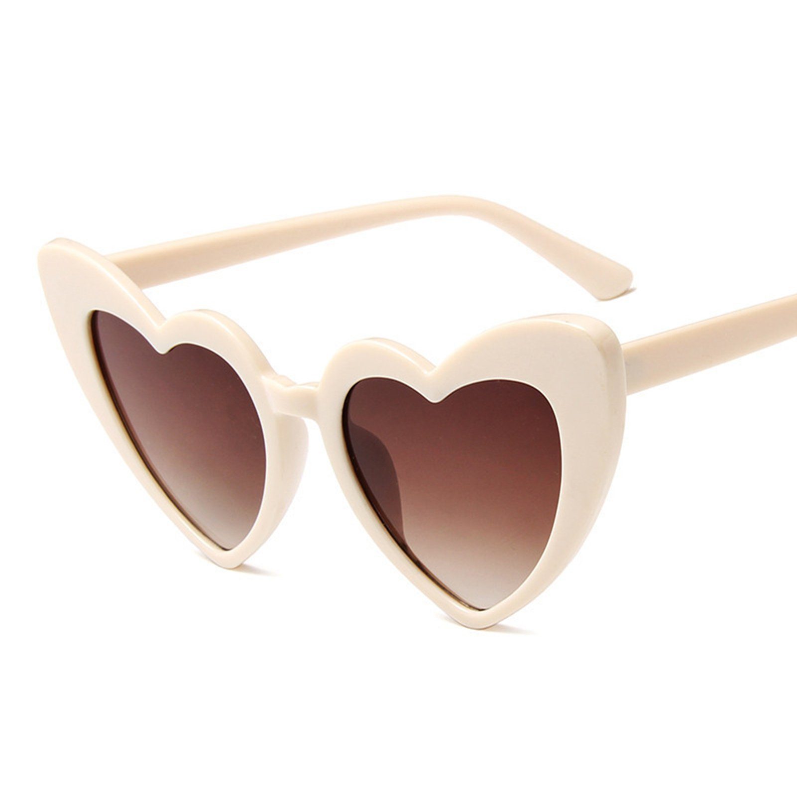 Blusmart Retrosonnenbrille Damen-Sonnenbrille In Herzform, Vintage-Stil, Blendfrei beige