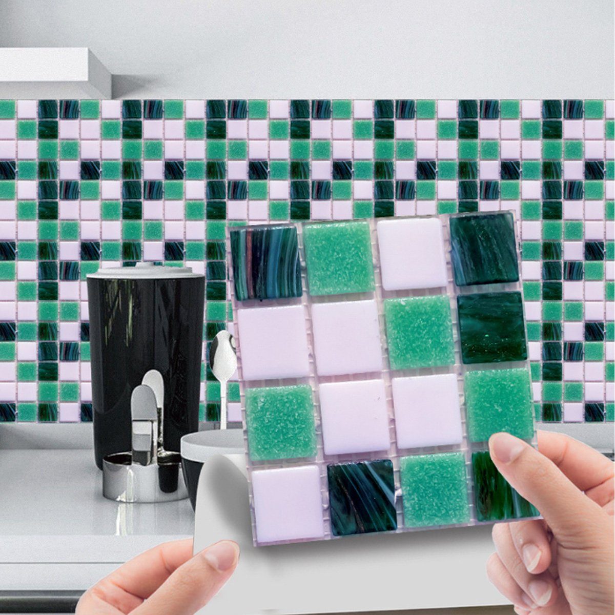 Jormftte Fliesenaufkleber Wandfliesen-Aufkleber,für 5 Badezimmer,Küche,Heimdeko,selbstklebend Mehrfarbig