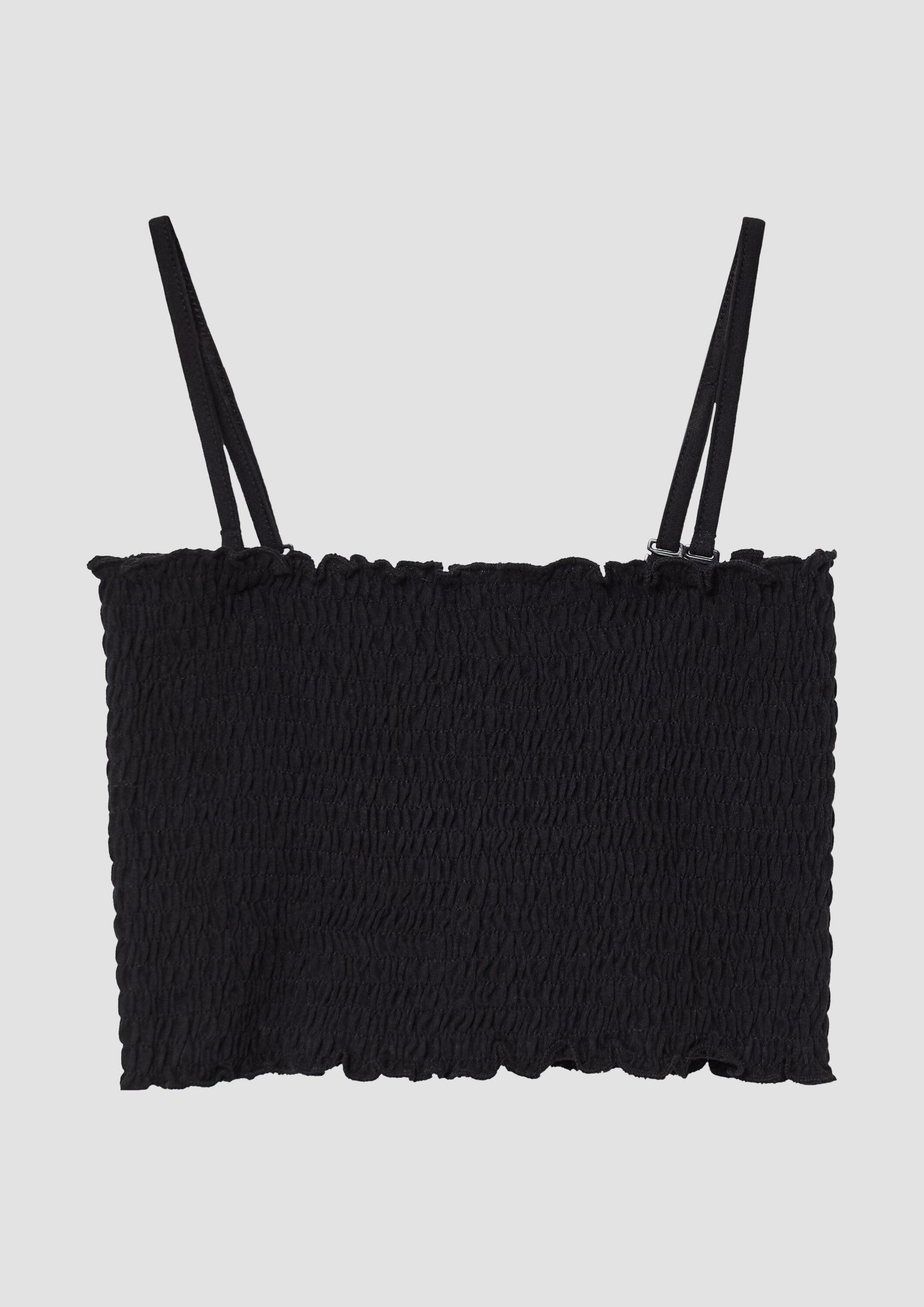 s.Oliver Muskelshirt T-Shirt Gesmoktes Crop-Top mit abnehmbaren Spaghettiträgern