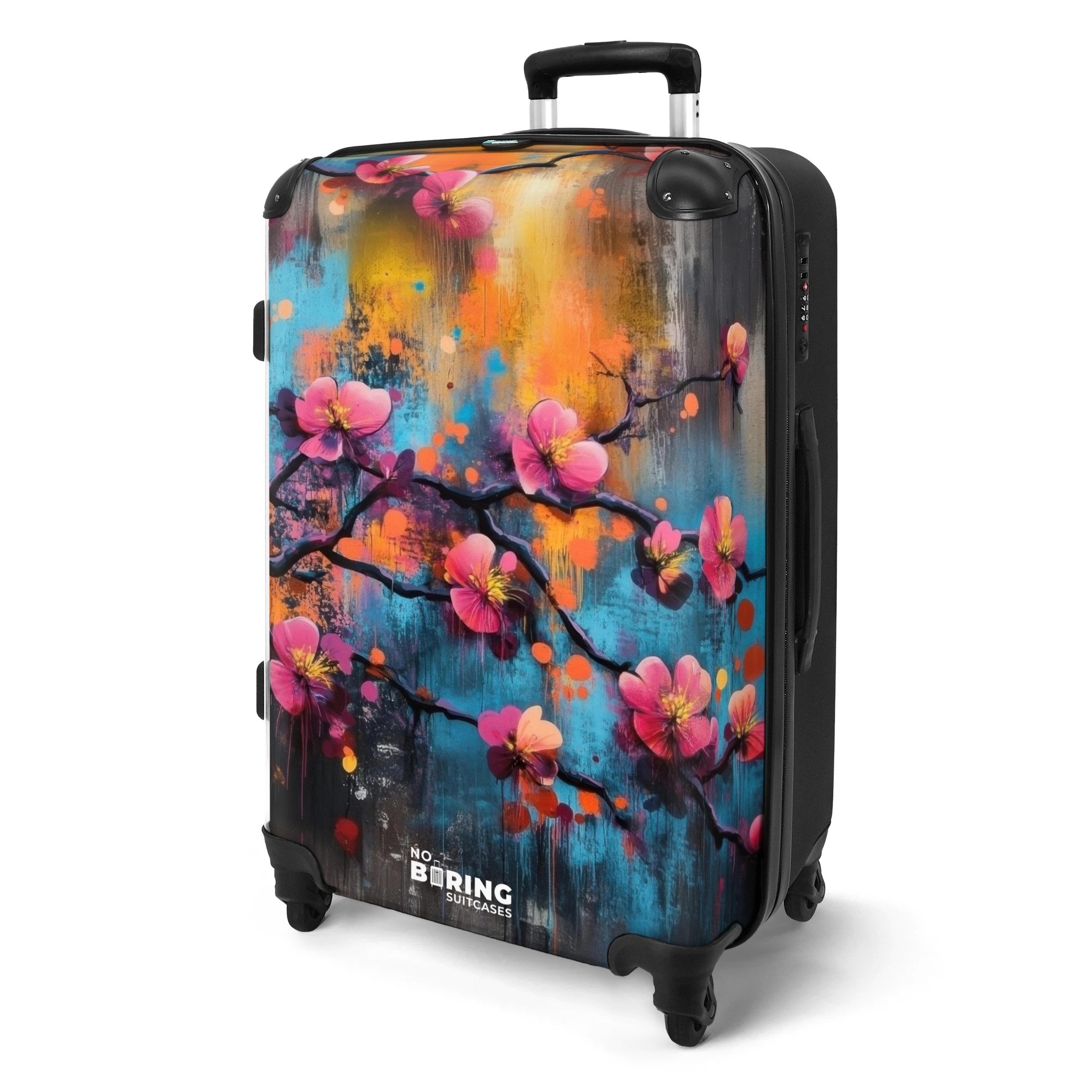 NoBoringSuitcases.com© Hartschalen-Trolley Blühende Zweige auf buntem günstig online kaufen