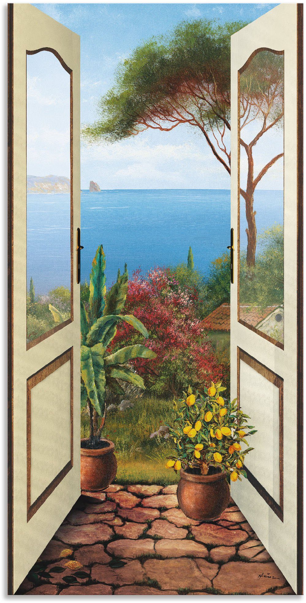 Artland Wandbild Veranda am Meer, Küstenbilder (1 St), als Alubild,  Leinwandbild, Wandaufkleber oder Poster in versch. Größen