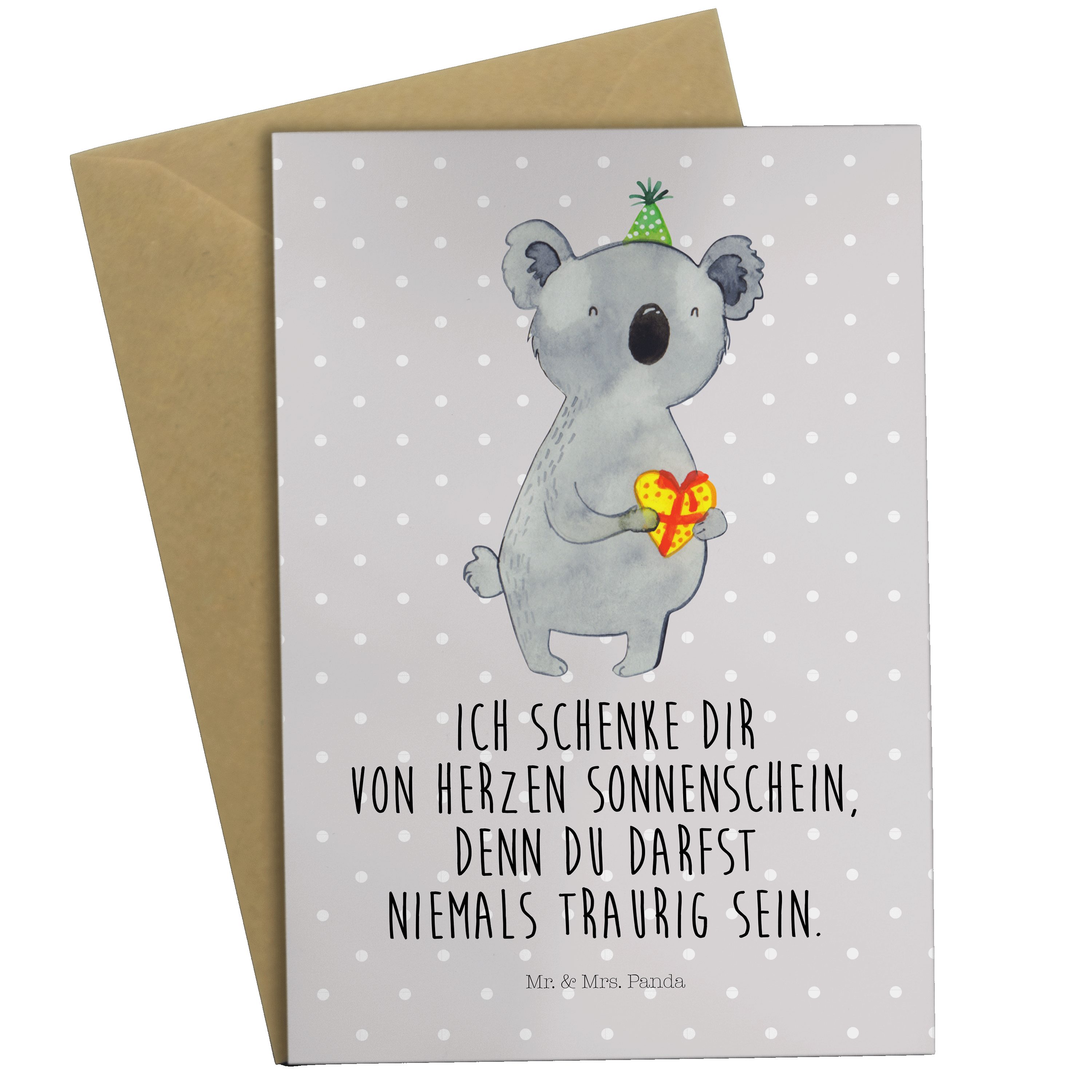 Mr. & Mrs. Panda Grußkarte Koala Geschenk - Grau Pastell - Klappkarte, Einladungskarte, Geburtst