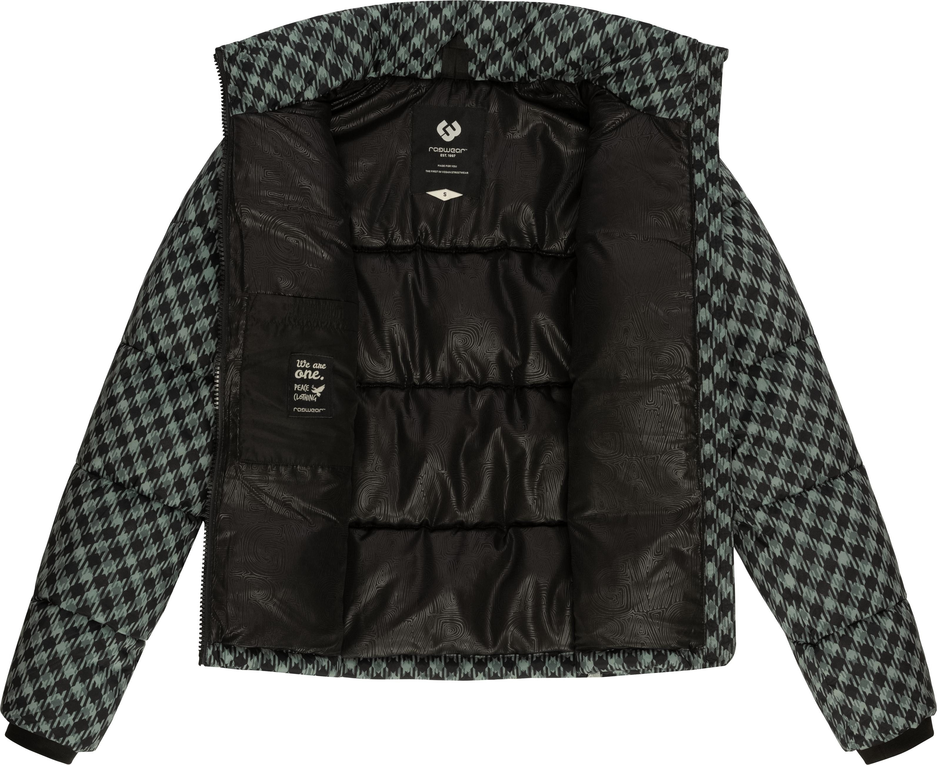 Ragwear Winterjacke Serah Print wasserdichte Winter Steppjacke mit Hahnentritt Muster