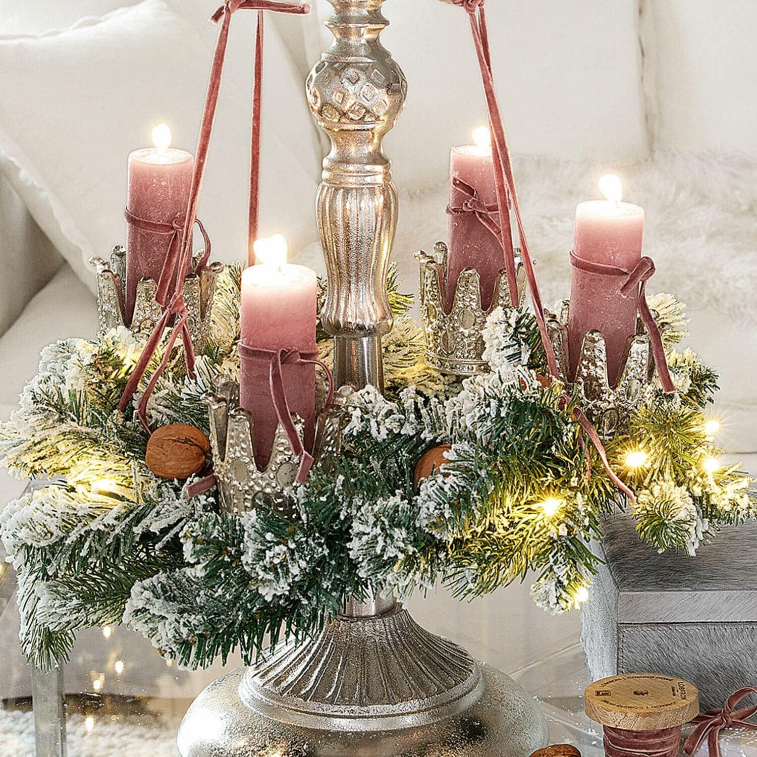 Mirabeau Adventskranz Steckwindlicht 4er Set Melina antiksilber