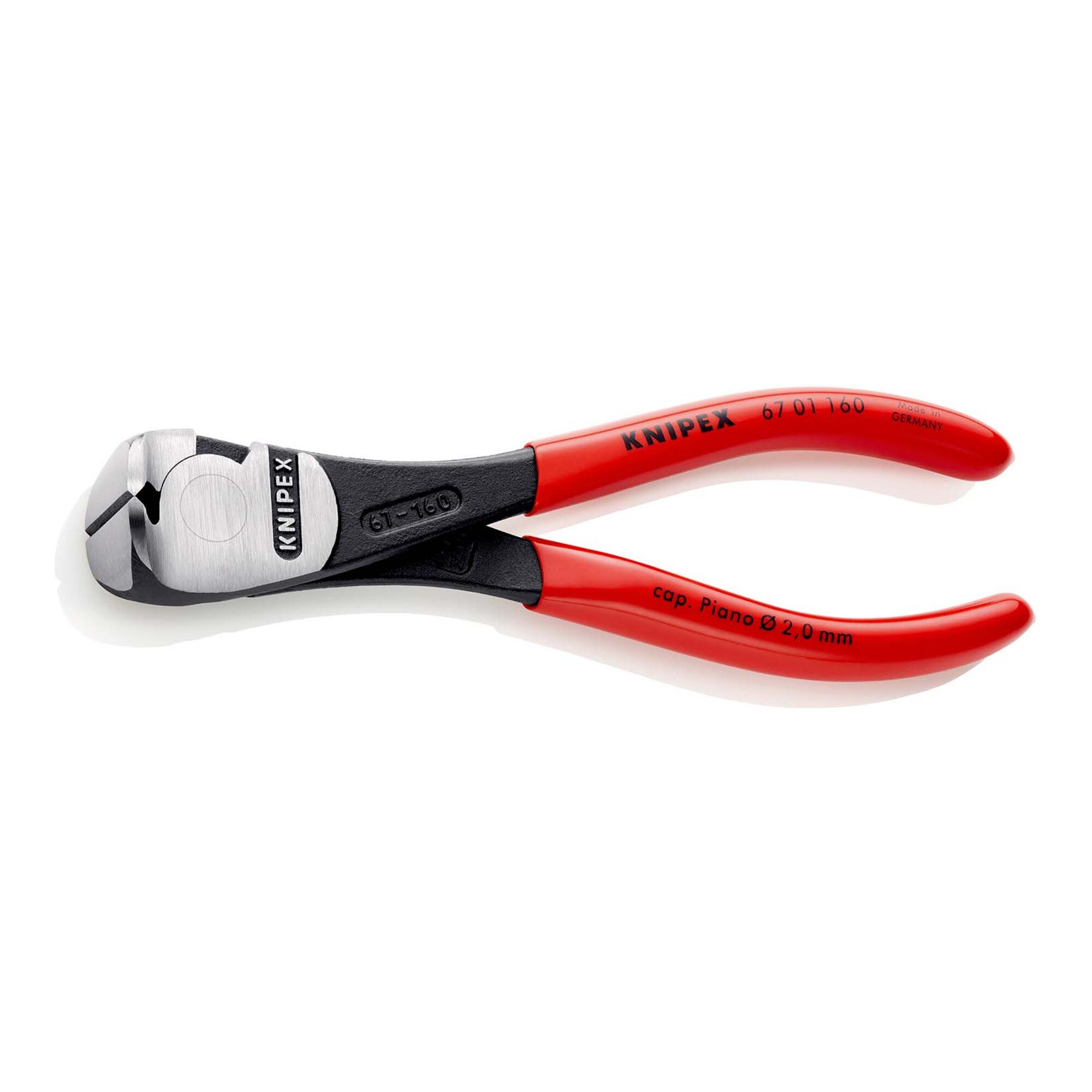 Knipex Kneifzange KNIPEX 67 01 160 Kraft-Vornschneider mit Kunststoff überzogen schwarz