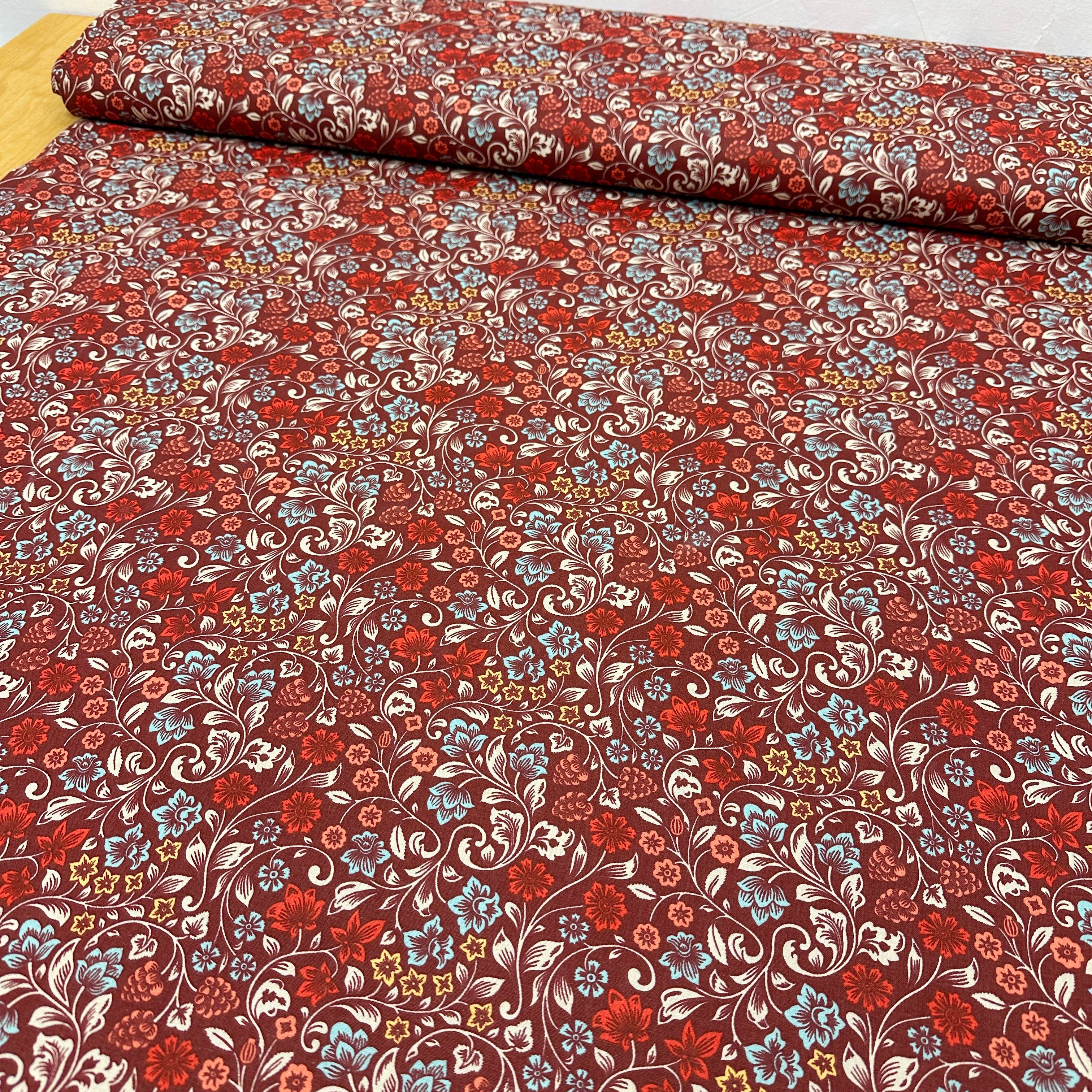 MAGAM-Stoffe Stoff "Josefine", Blumen Baumwollstoff aus Frankreich ÖKO-TEX Meterware 50cm