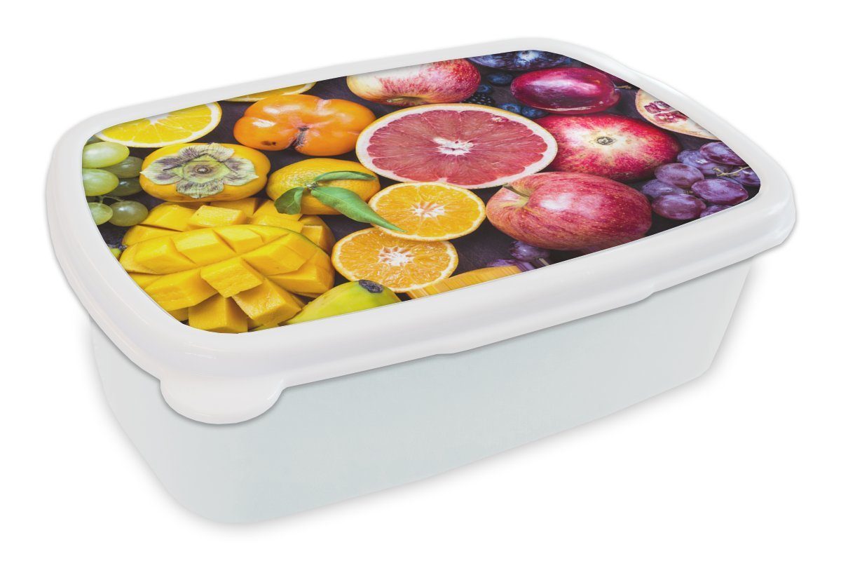 Farben, für (2-tlg), Kunststoff, Obst Mädchen Brotbox und - Lunchbox Kinder Brotdose, Erwachsene, und für Jungs MuchoWow Regenbogen weiß -