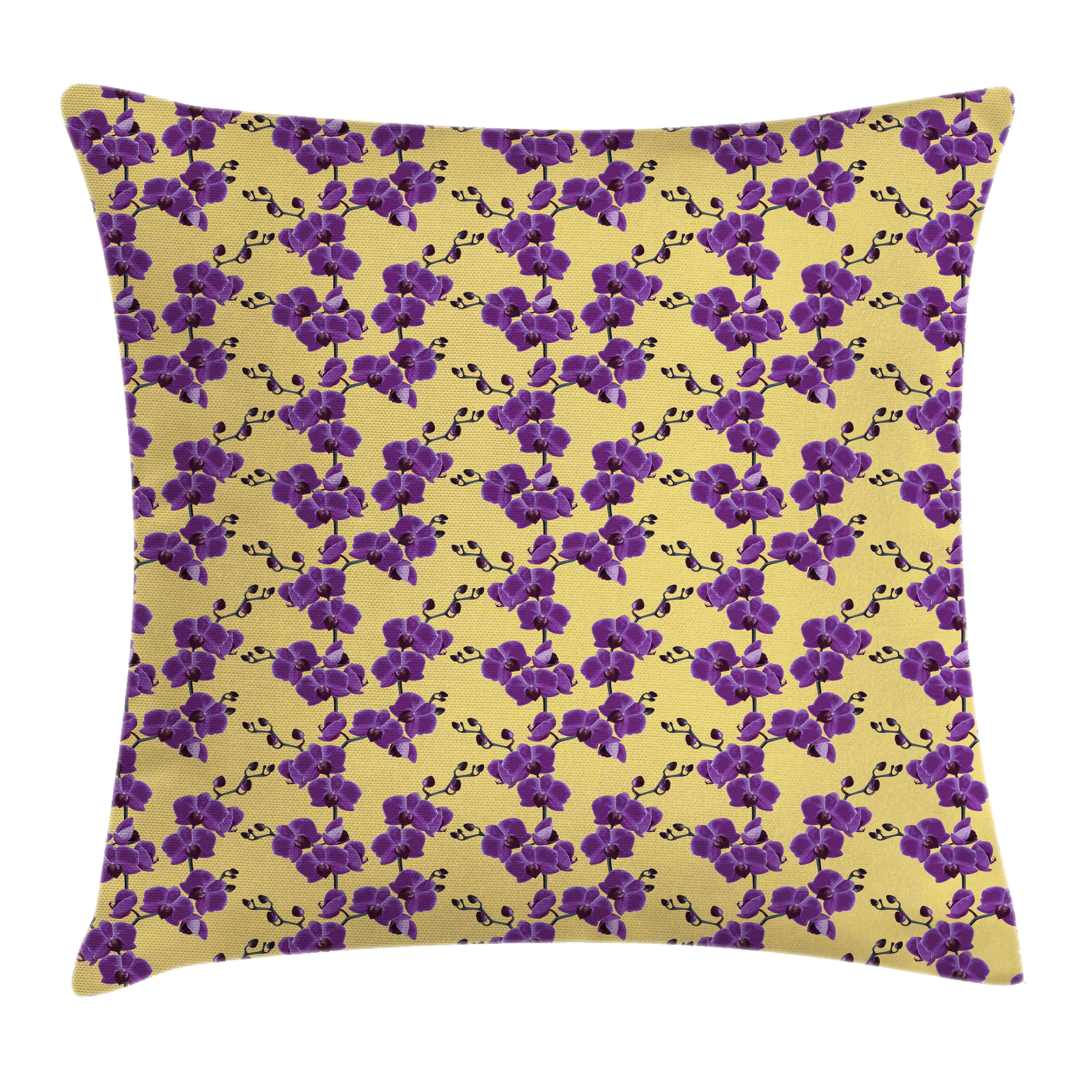 Kissenbezüge Waschbar Druck, mit Orchideen Kissenhülle Tropical Abakuhaus mit Farben Stück), Beidseitiger Violet (1 Blüten Farbfesten Reißverschluss Klaren