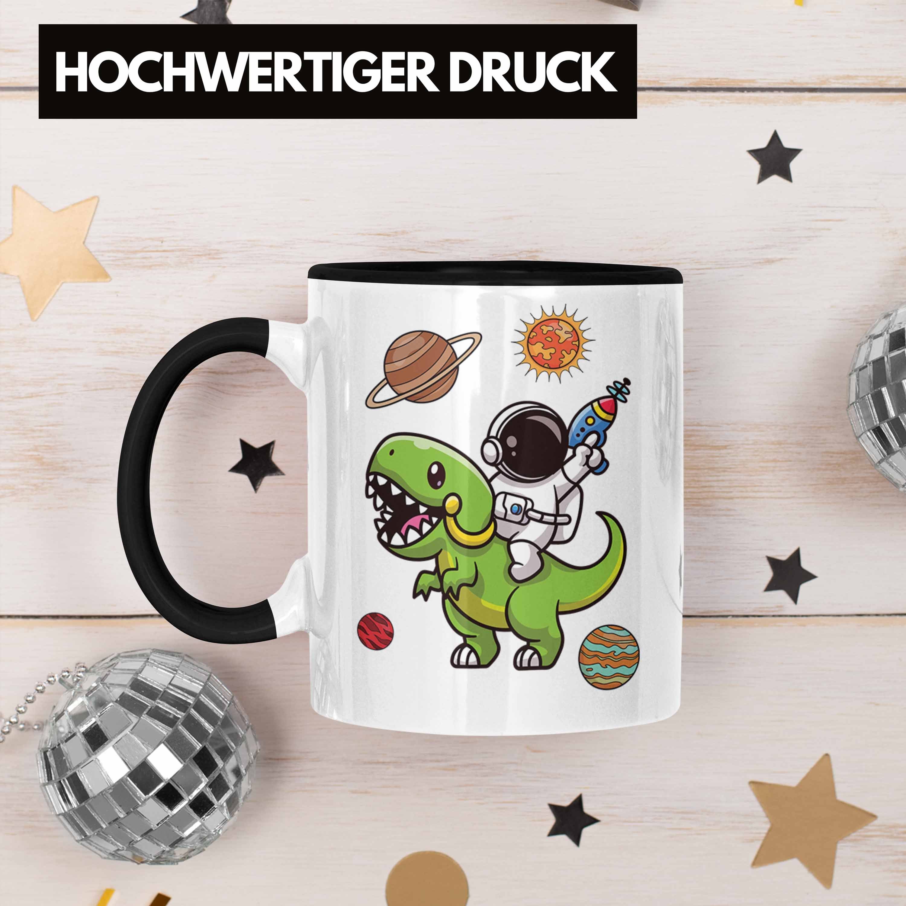 T-Rex Tasse Weltall Trendation Grafik Geschenk Lustig Schwarz Dinosaurier Tasse Astronaut