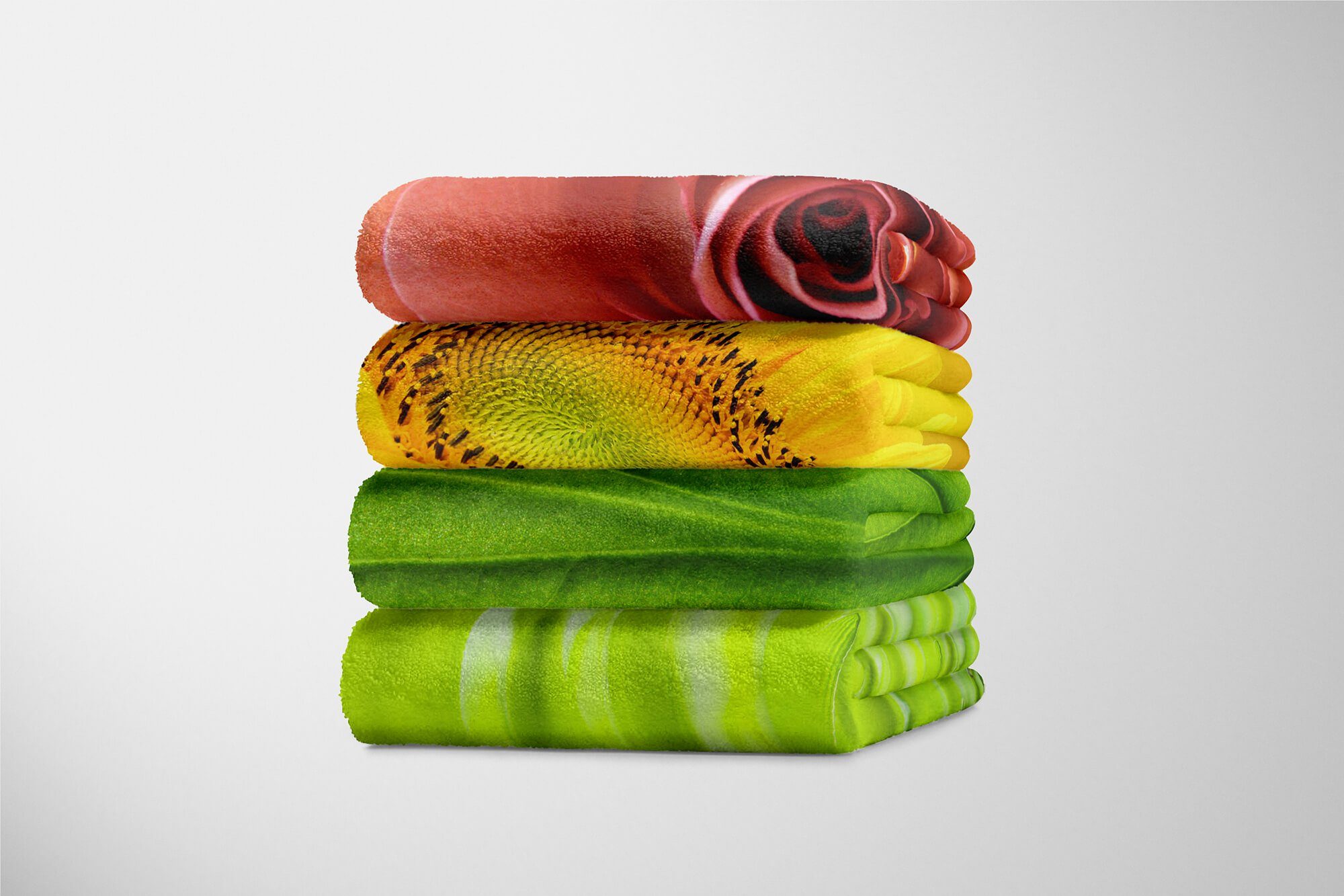 Sinus Art Handtücher Grünes Kuscheldecke (1-St), Blatt Nahau, Fotomotiv Handtuch Strandhandtuch Handtuch mit Saunatuch Baumwolle-Polyester-Mix